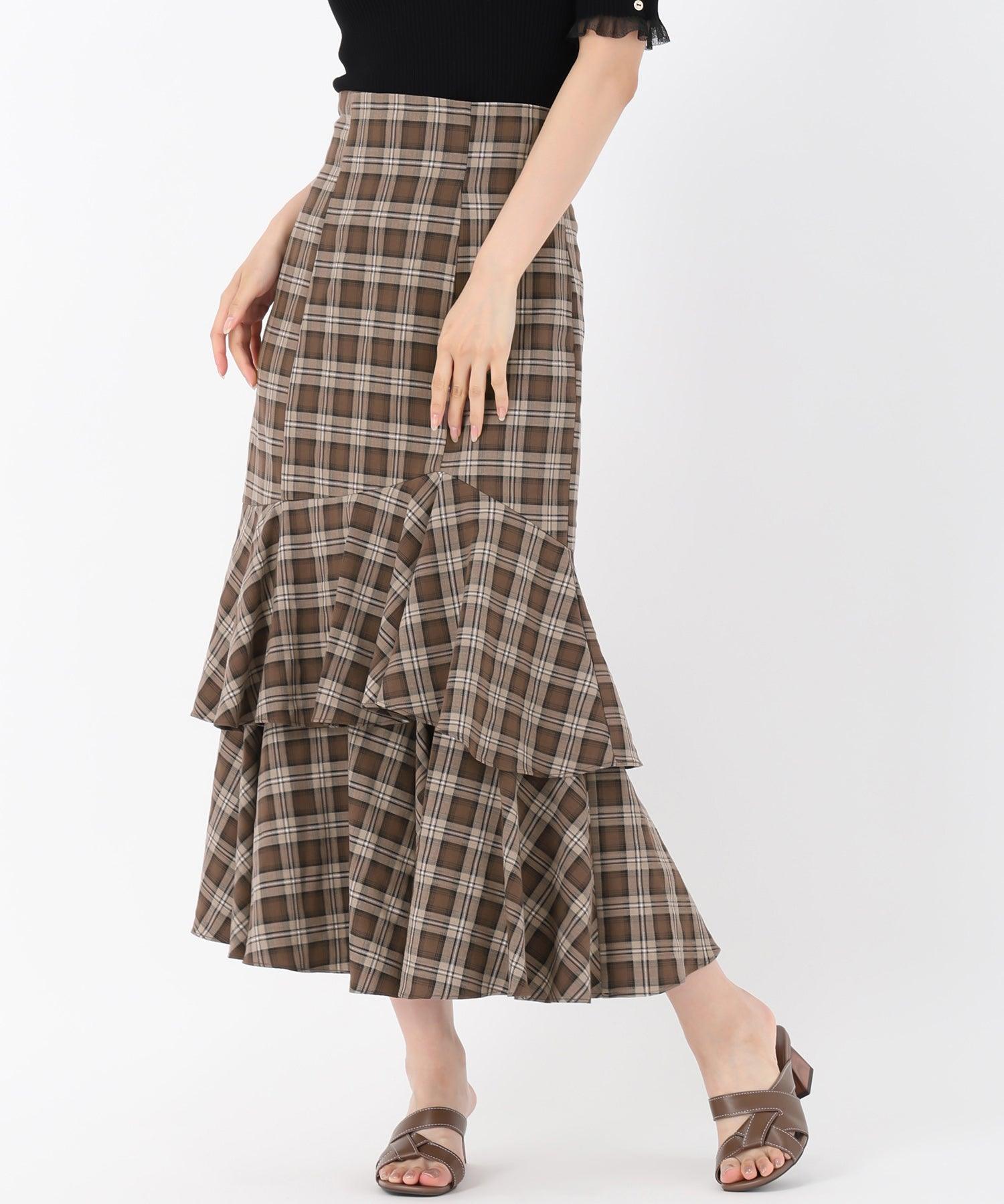 ミッシュマッシュ MISCH MASCH 2025秋冬新作 ランダムフレアチェックスカート （PINK） PINK