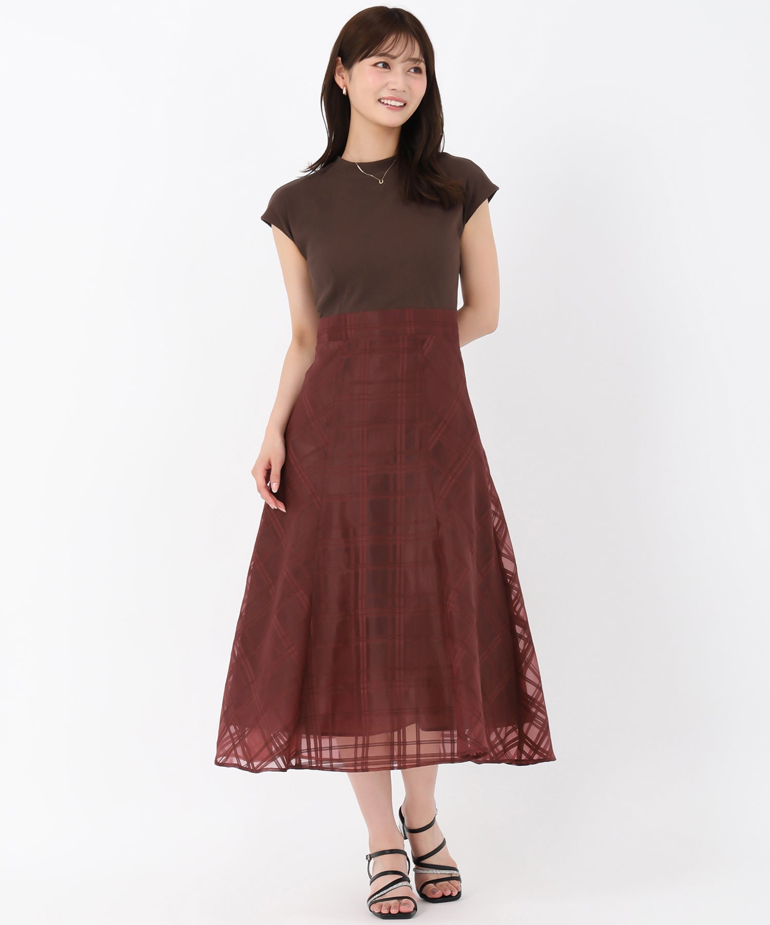 ミッシュマッシュ MISCH MASCH 2025秋冬新作 シアーチェックドッキングワンピース （RED） RED
