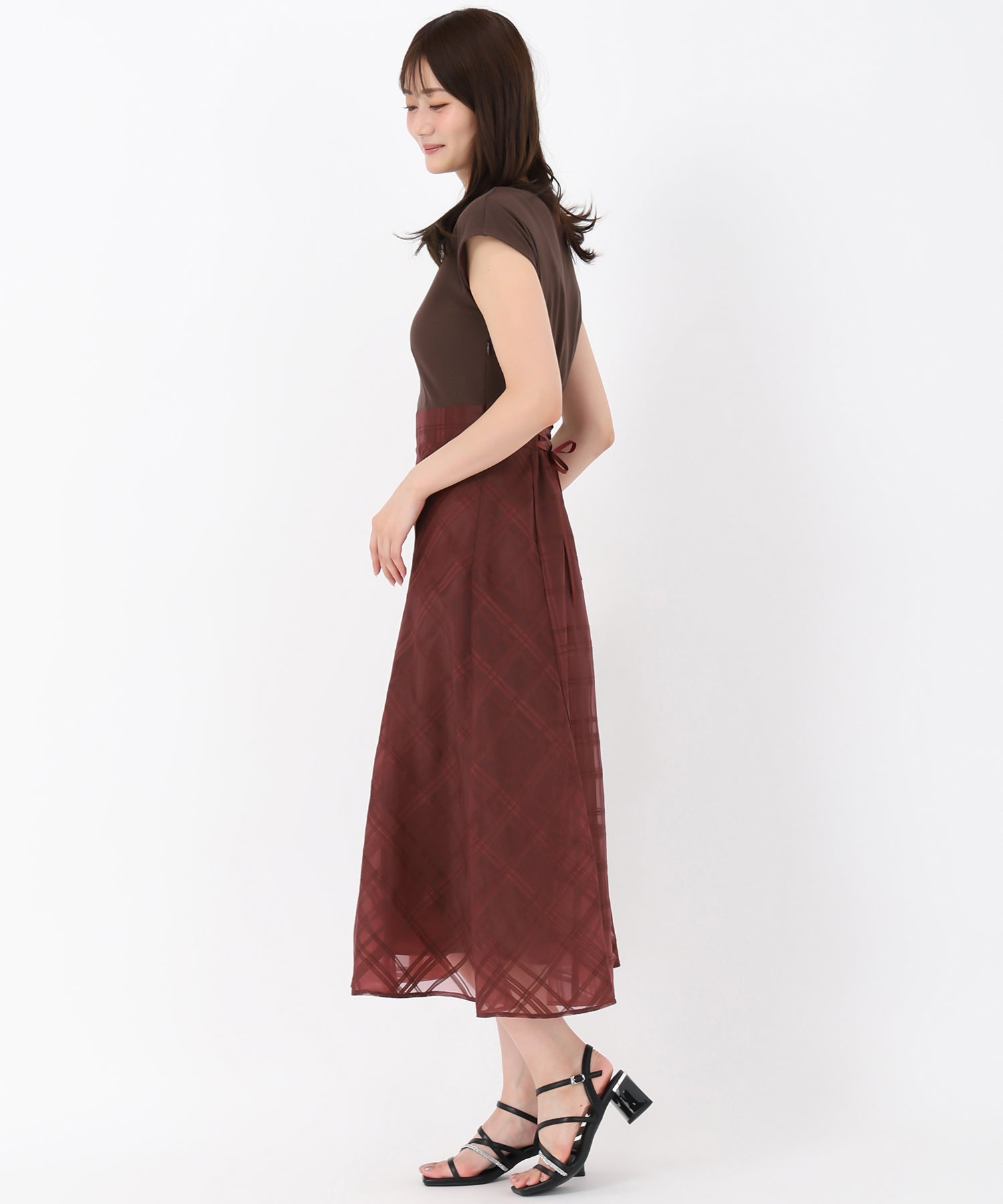 ミッシュマッシュ MISCH MASCH 2025秋冬新作 シアーチェックドッキングワンピース （RED） RED