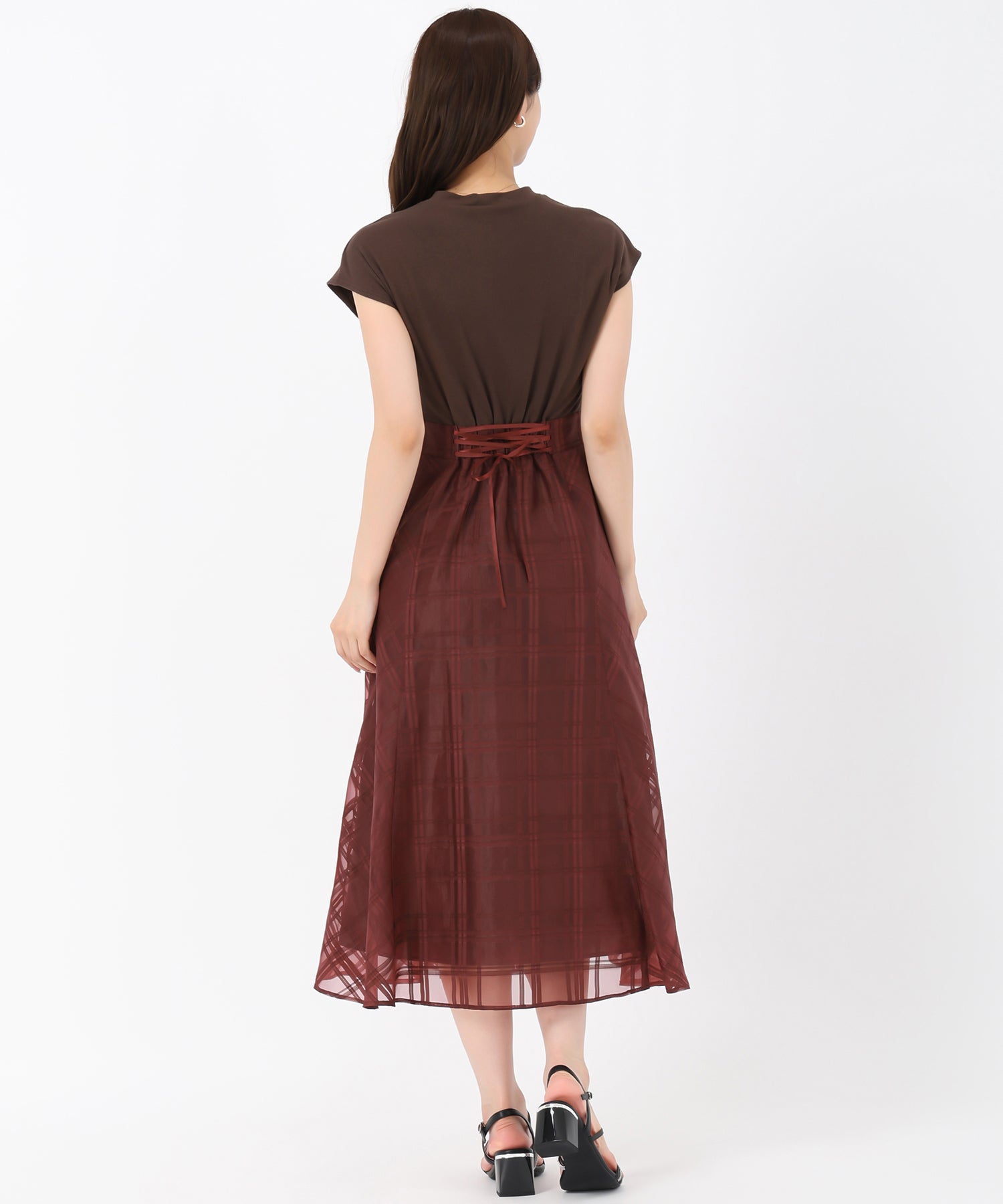 ミッシュマッシュ MISCH MASCH 2025秋冬新作 シアーチェックドッキングワンピース （RED） RED