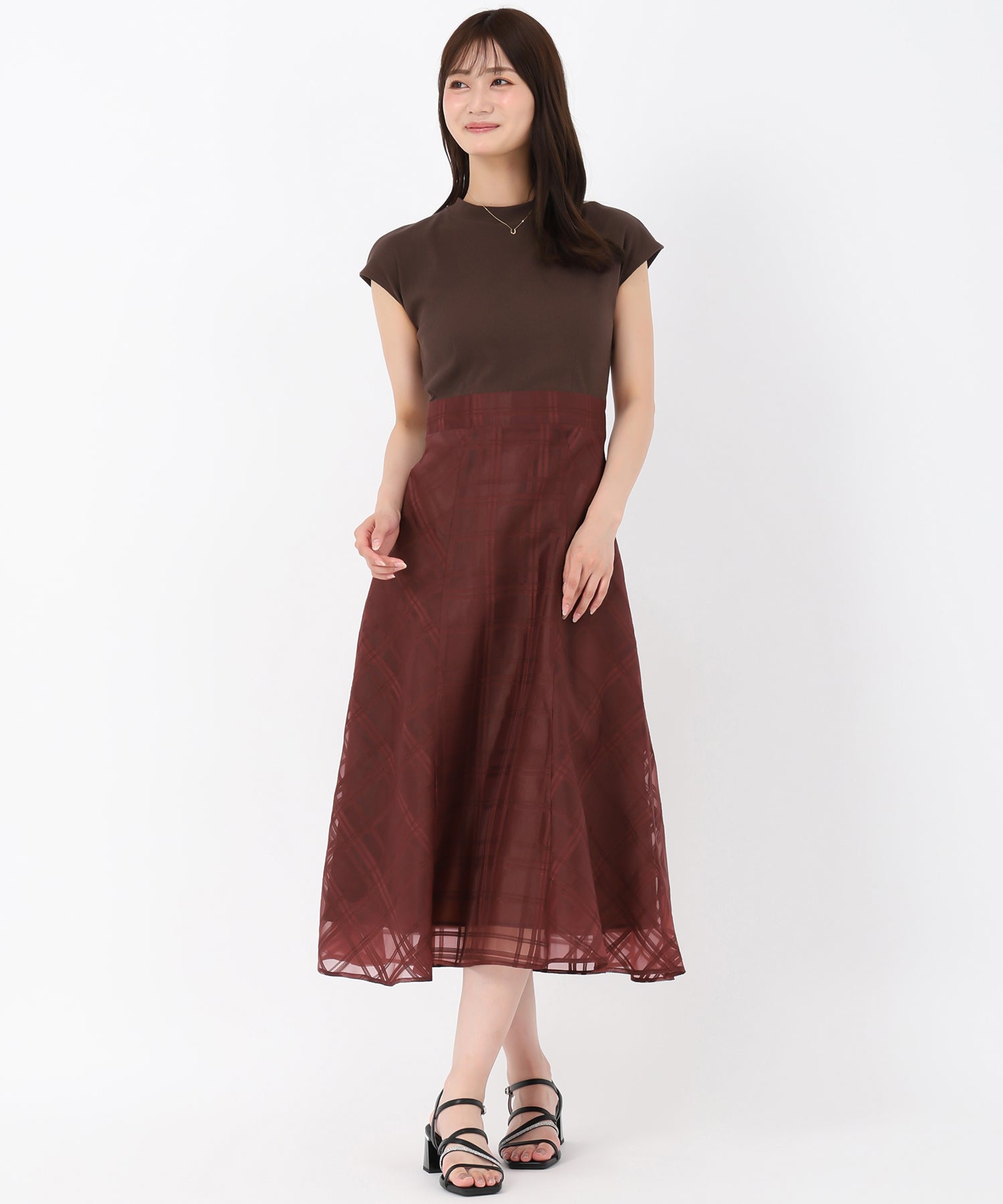 ミッシュマッシュ MISCH MASCH 2025秋冬新作 シアーチェックドッキングワンピース （RED） RED