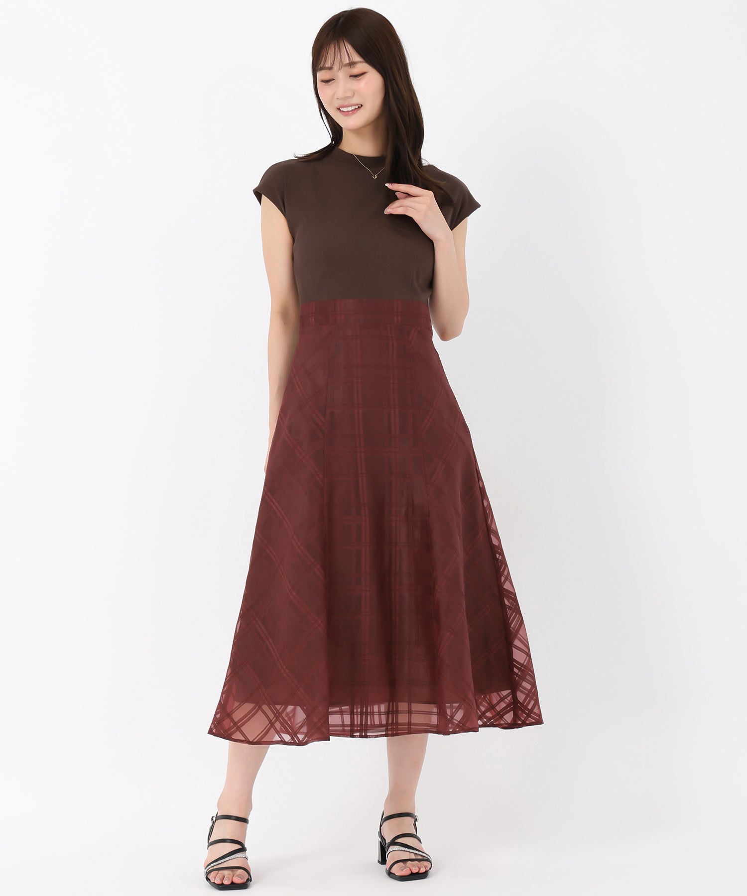 ミッシュマッシュ MISCH MASCH 2025秋冬新作 シアーチェックドッキングワンピース （RED） RED