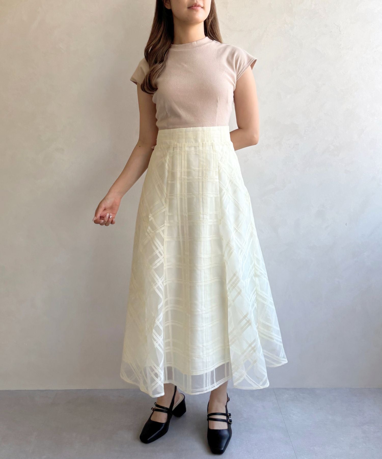 ミッシュマッシュ MISCH MASCH 2025秋冬新作 シアーチェックドッキングワンピース （IVORY） IVORY