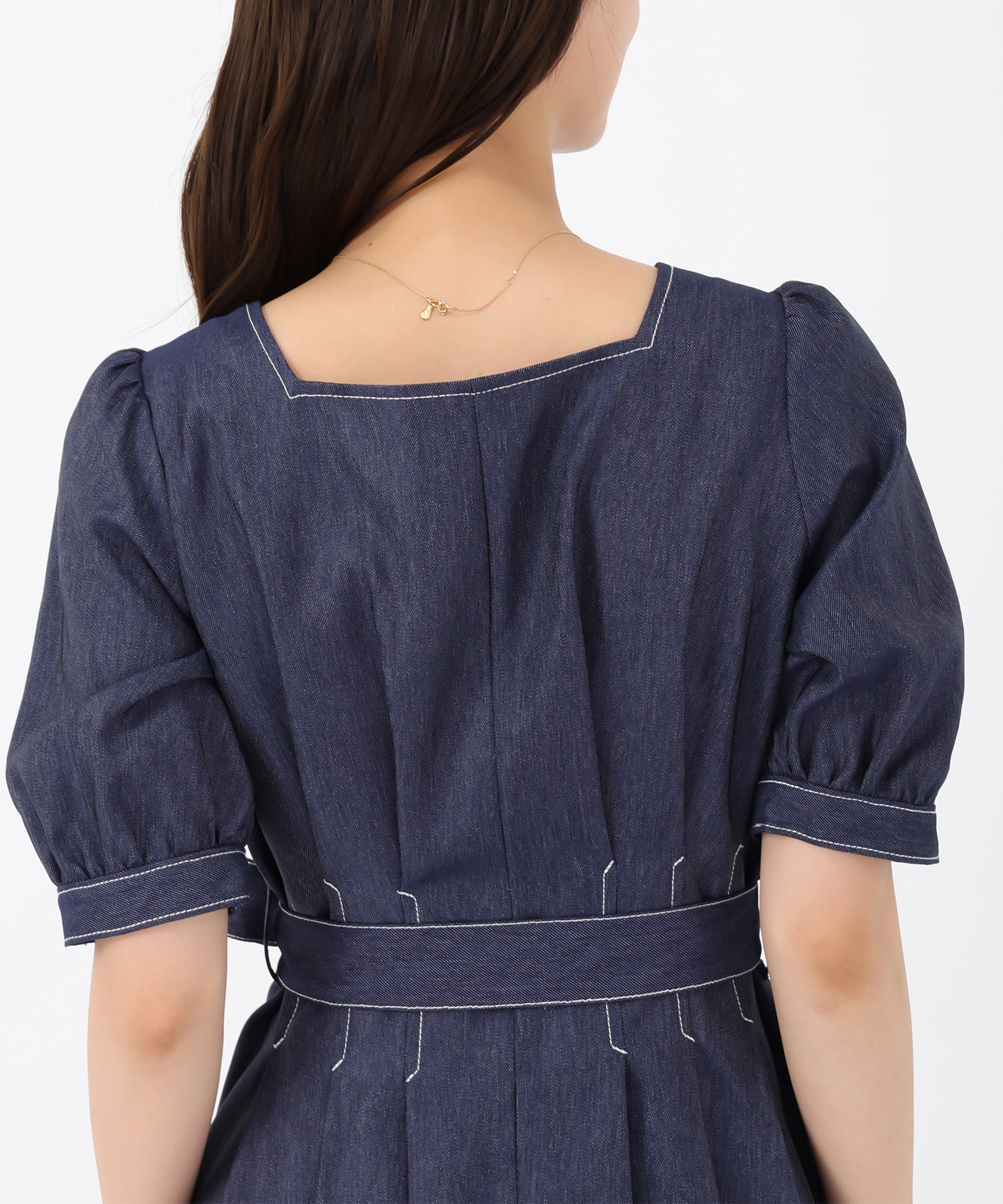 ミッシュマッシュ MISCH MASCH 2025秋冬新作 ポリデニムスクエアネックワンピース （NAVY） NAVY