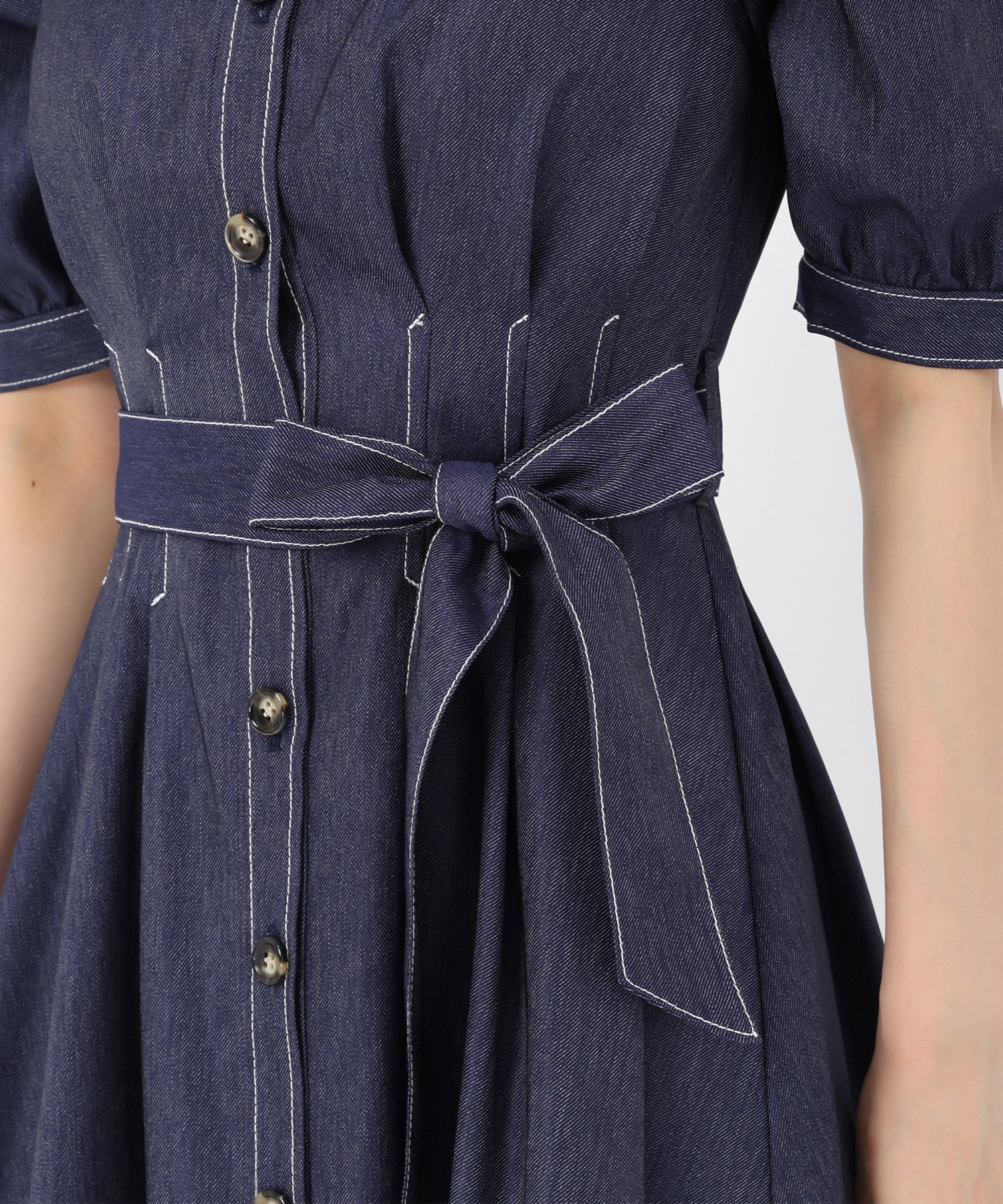 ミッシュマッシュ MISCH MASCH 2025秋冬新作 ポリデニムスクエアネックワンピース （NAVY） NAVY