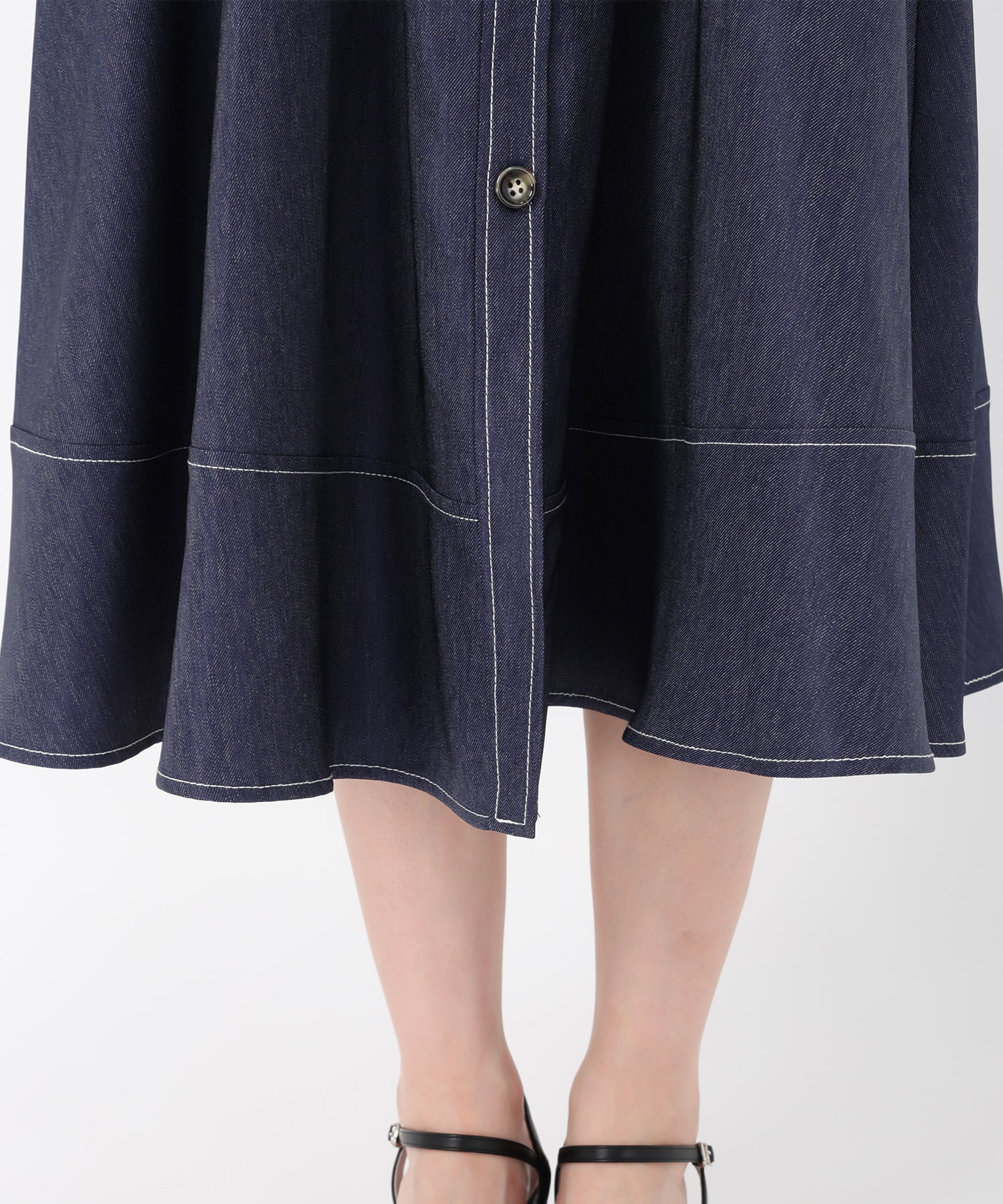 ミッシュマッシュ MISCH MASCH 2025秋冬新作 ポリデニムスクエアネックワンピース （NAVY） NAVY