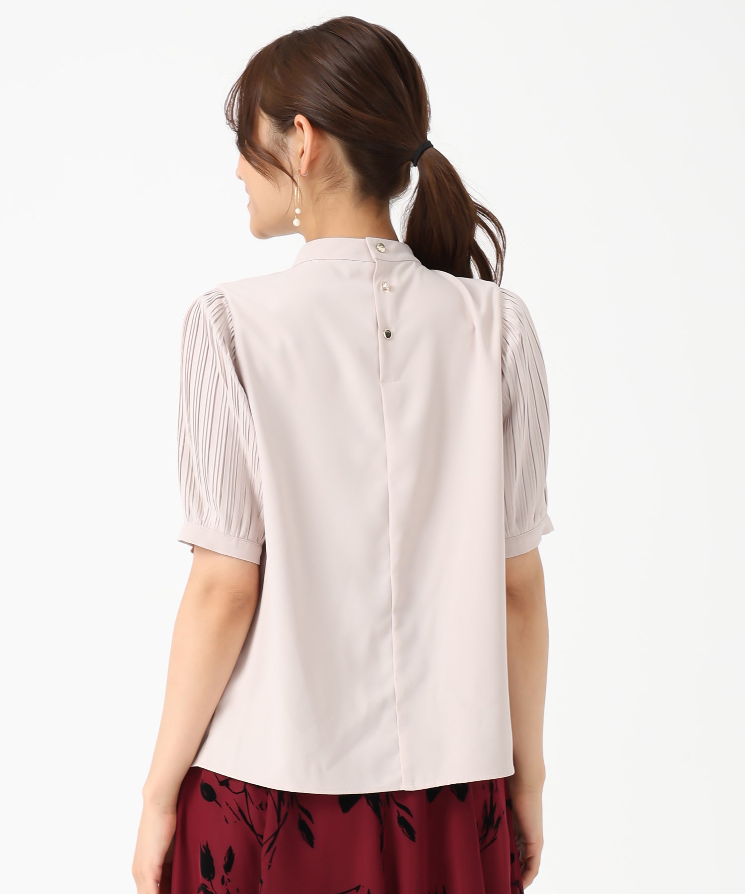 ミッシュマッシュ MISCH MASCH 2025秋冬新作 袖プリーツバー付き5分袖ブラウス （BLACK） BLACK