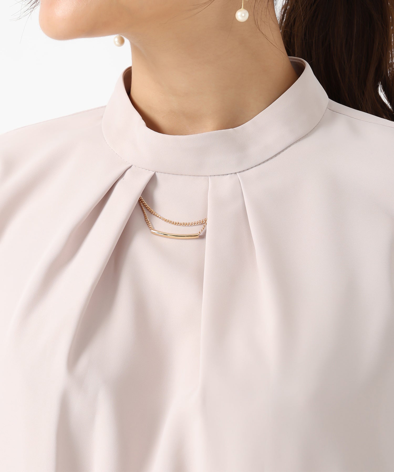 ミッシュマッシュ MISCH MASCH 2025秋冬新作 袖プリーツバー付き5分袖ブラウス （BLACK） BLACK