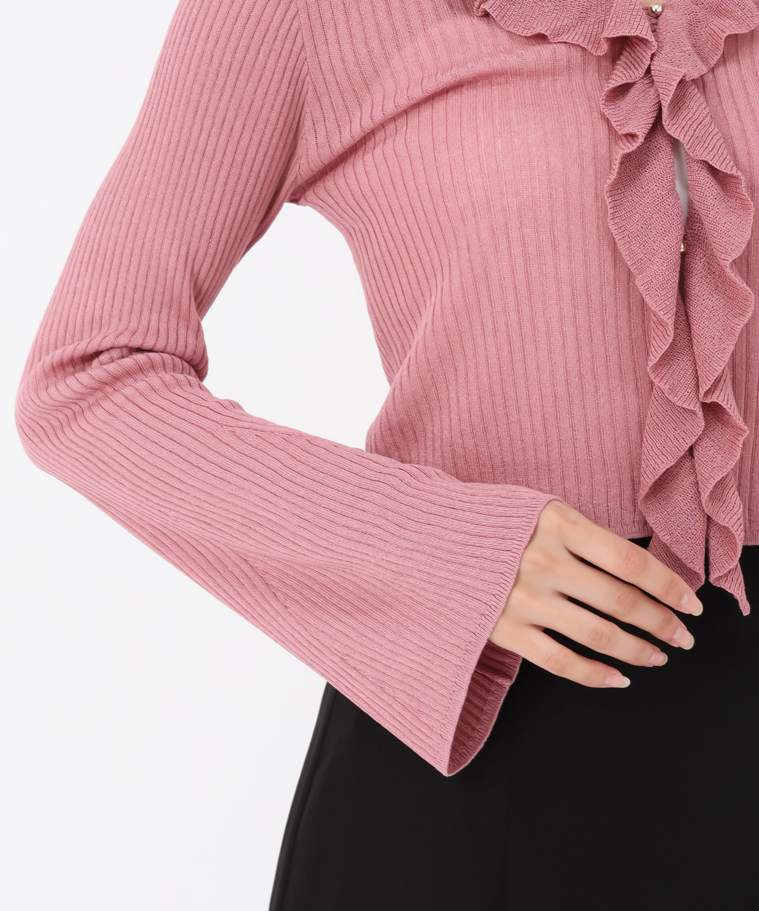 ミッシュマッシュ MISCH MASCH 2025秋冬新作 ラッフルシアーカーディガン （PINK） PINK