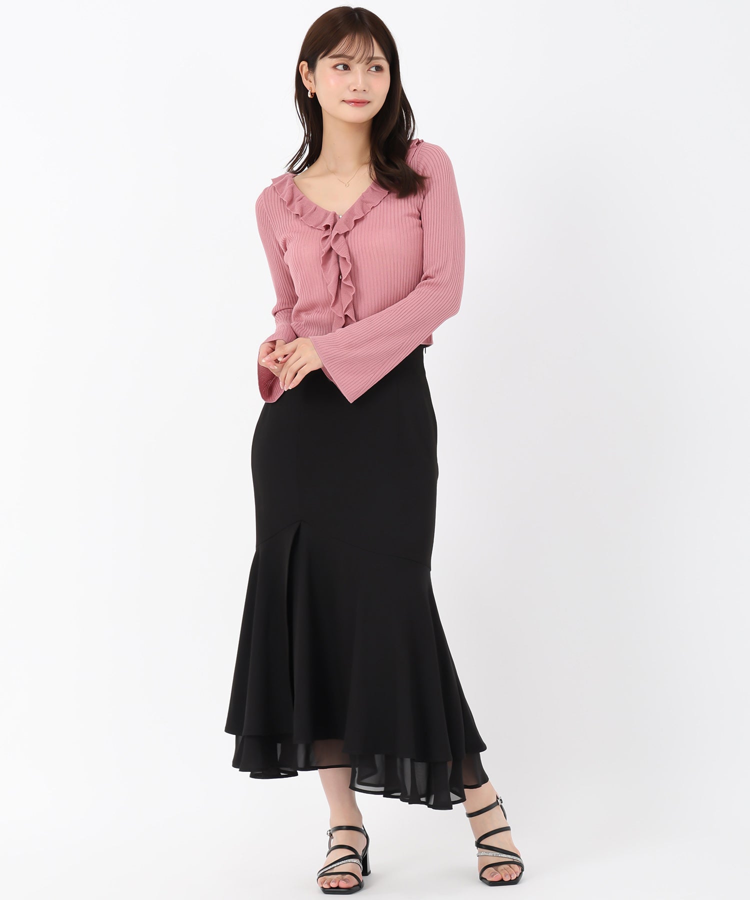 ミッシュマッシュ MISCH MASCH 2025秋冬新作 ラッフルシアーカーディガン （PINK） PINK