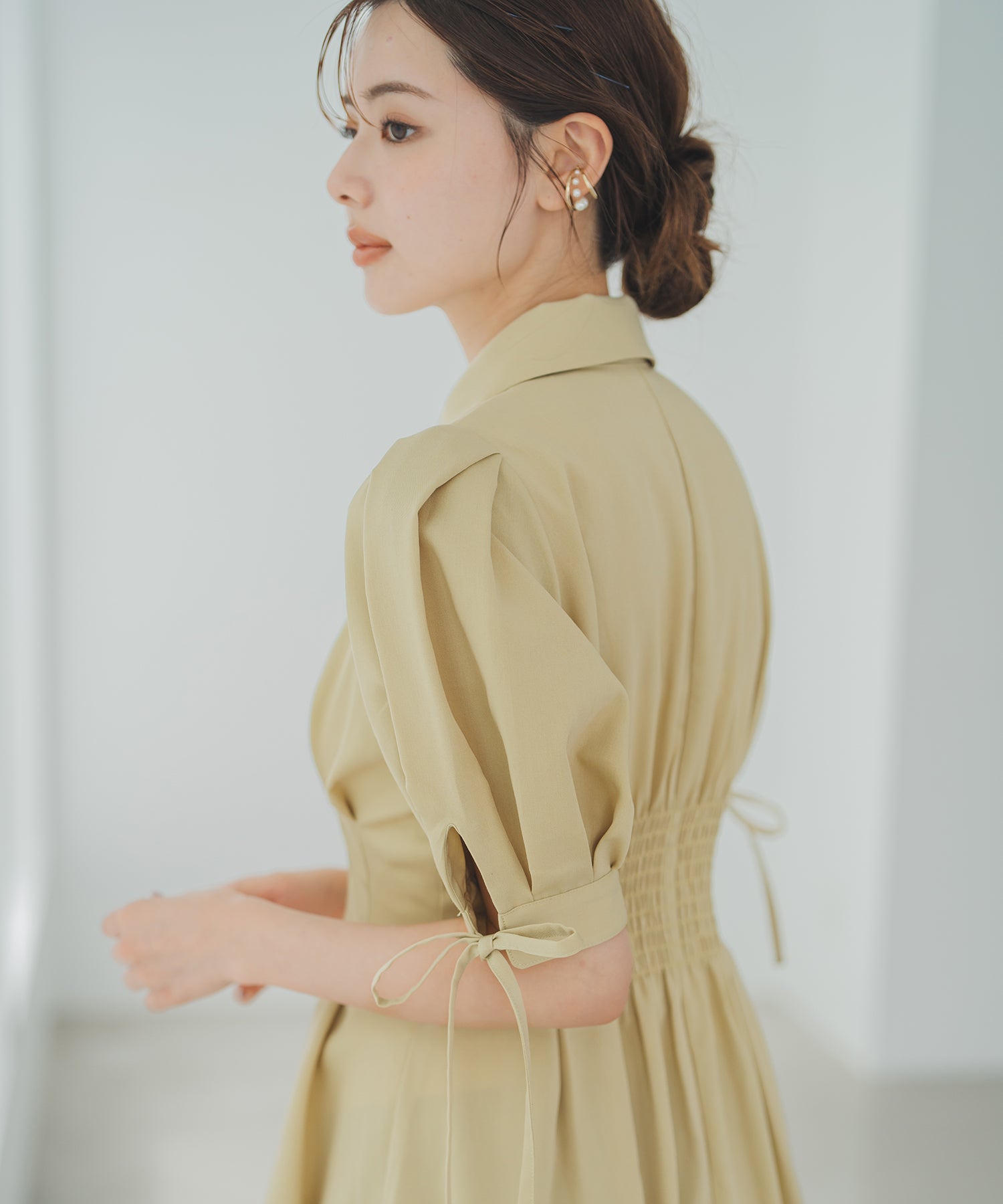 ミッシュマッシュMISCH MASCH 2025秋冬新作袖リボンパフスリーブシャツ