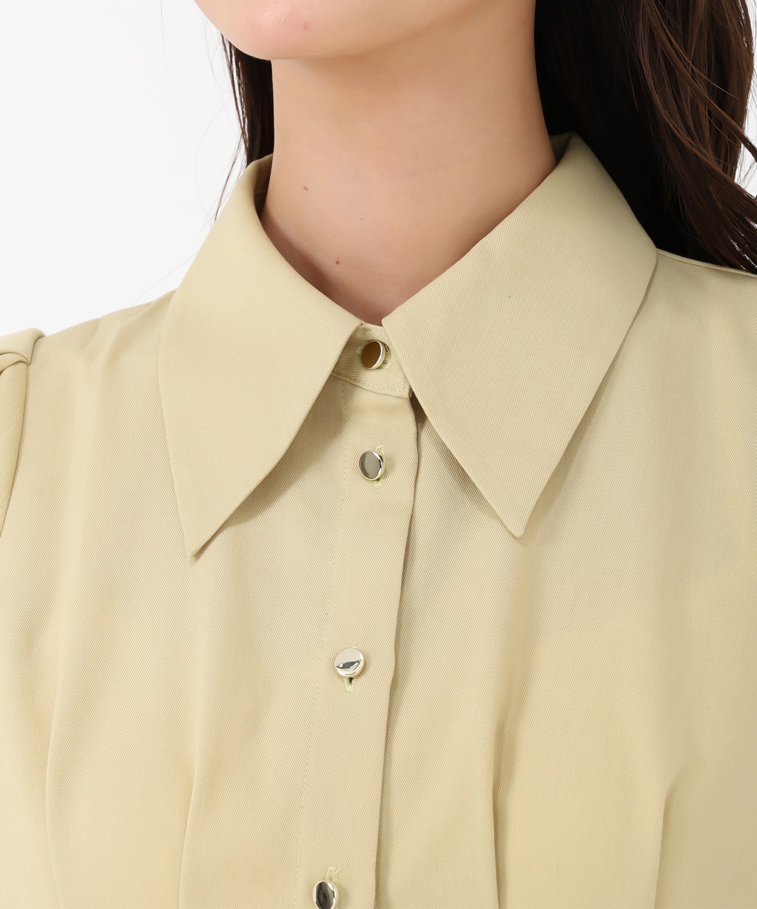 ミッシュマッシュ MISCH MASCH 2025秋冬新作 袖リボンパフスリーブシャツワンピース （YELLOW） YELLOW