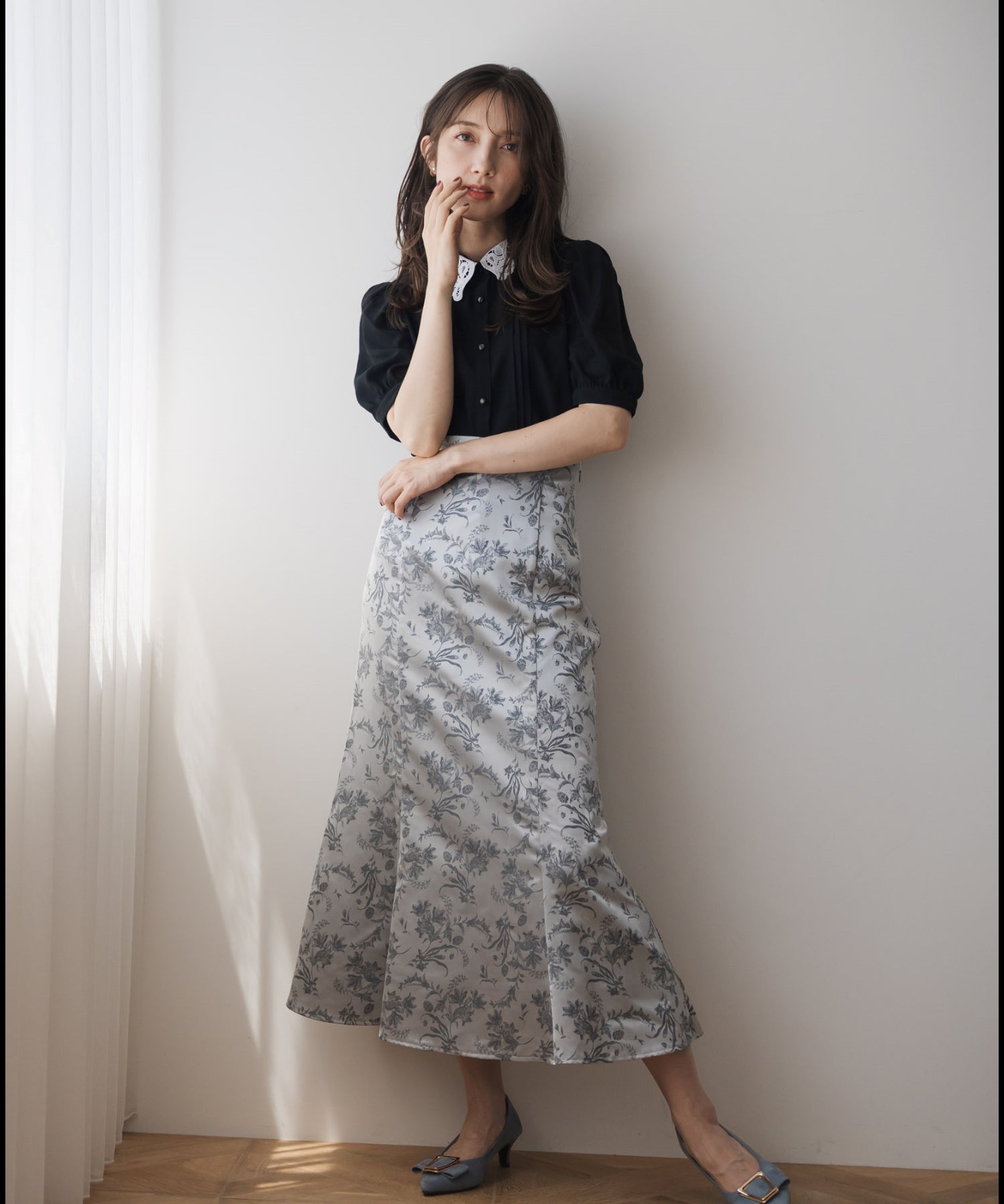 ミッシュマッシュ MISCH MASCH 2025秋冬新作 ボタニカルジャガードマーメイドスカート （GREY） GREY