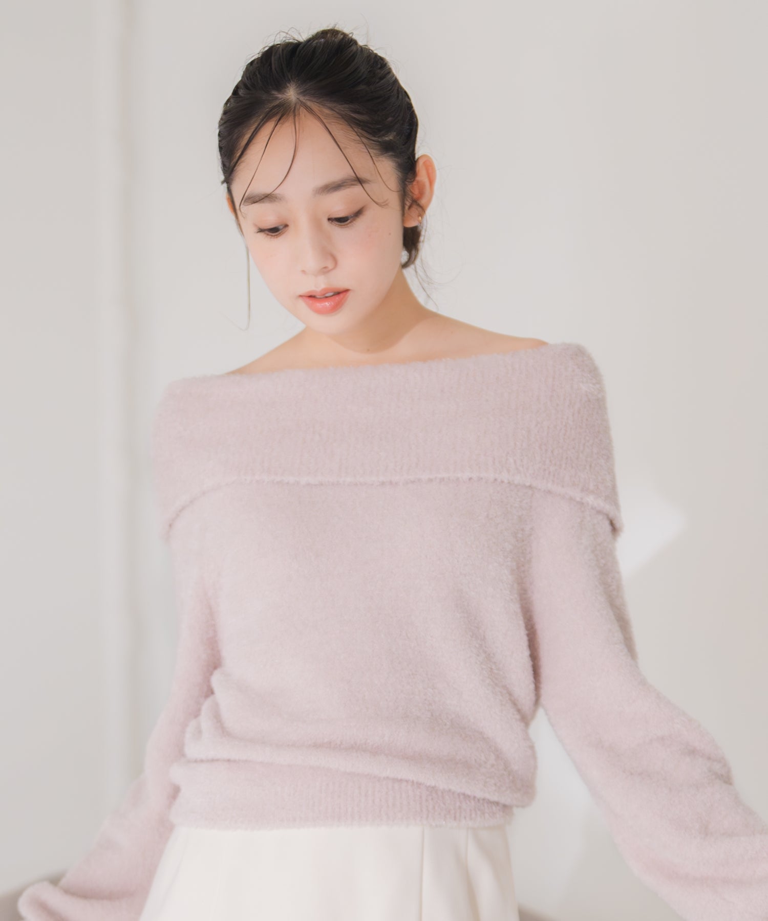 ミッシュマッシュ MISCH MASCH 2025秋冬新作 フワモコオフショルニット MM548317 （PINK） PINK