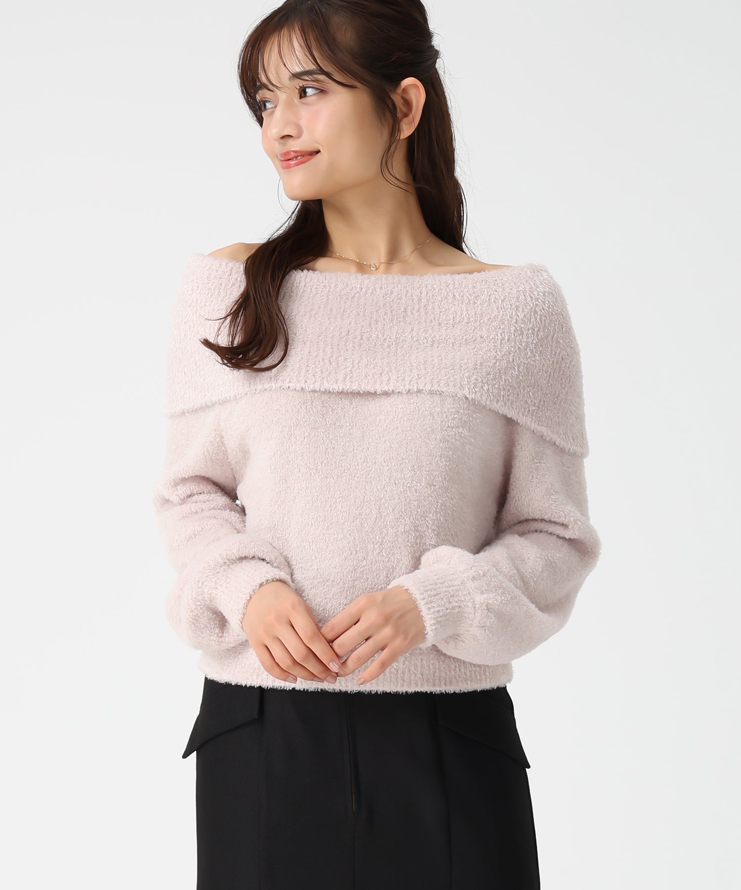 ミッシュマッシュ MISCH MASCH 2025秋冬新作 フワモコオフショルニット MM548317 （PINK） PINK