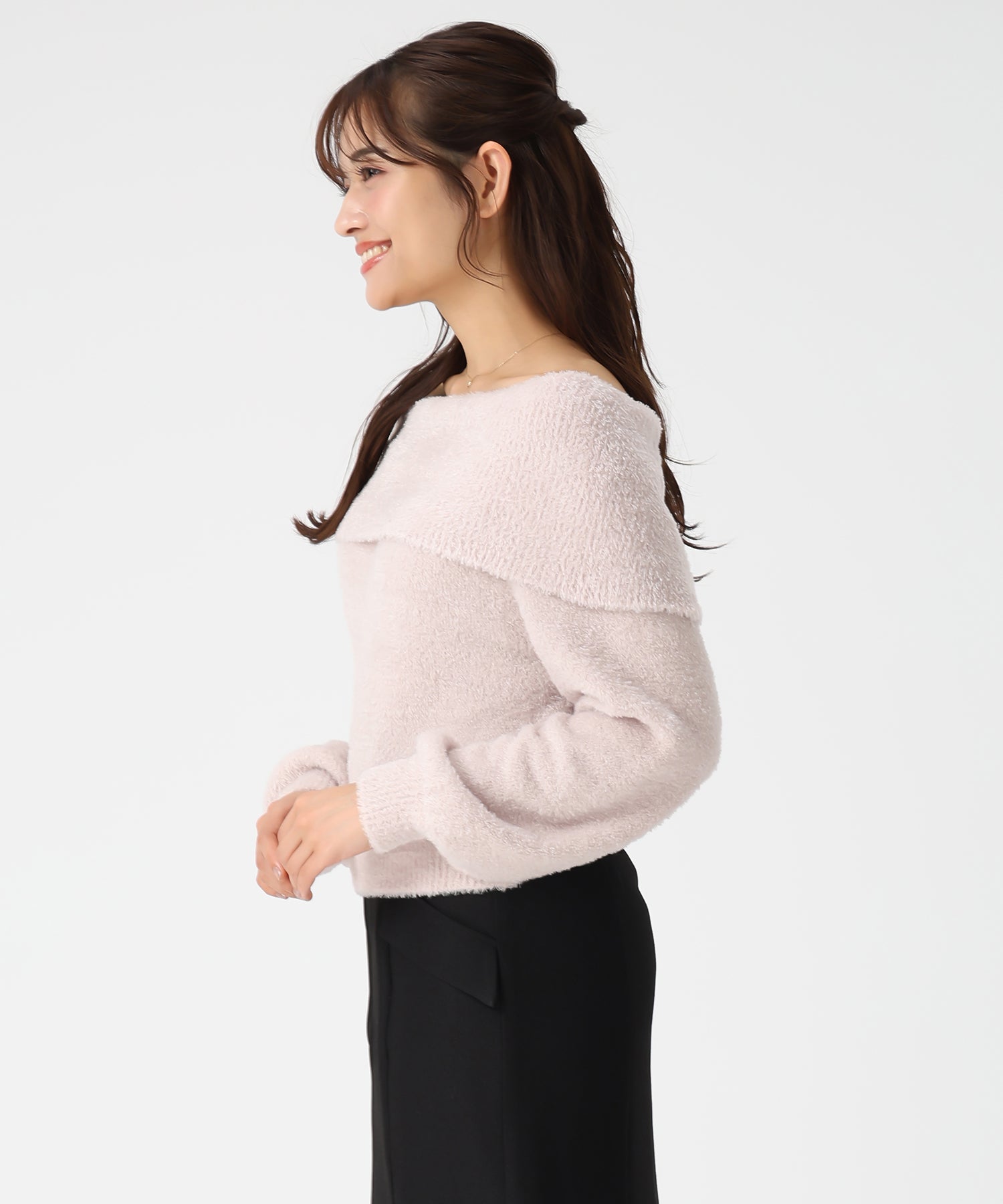 ミッシュマッシュ MISCH MASCH 2025秋冬新作 フワモコオフショルニット MM548317 （PINK） PINK