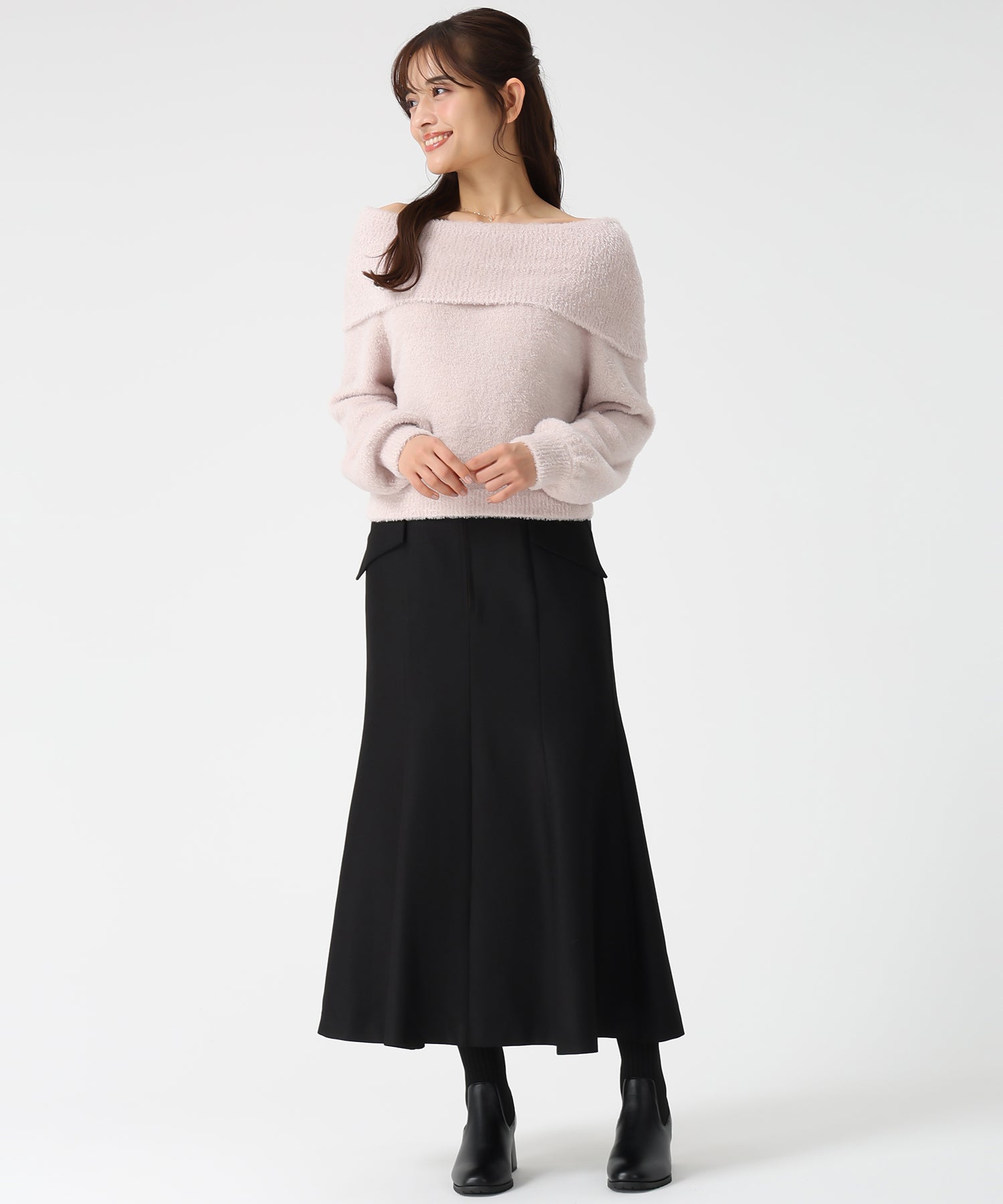 ミッシュマッシュ MISCH MASCH 2025秋冬新作 フワモコオフショルニット MM548317 （PINK） PINK