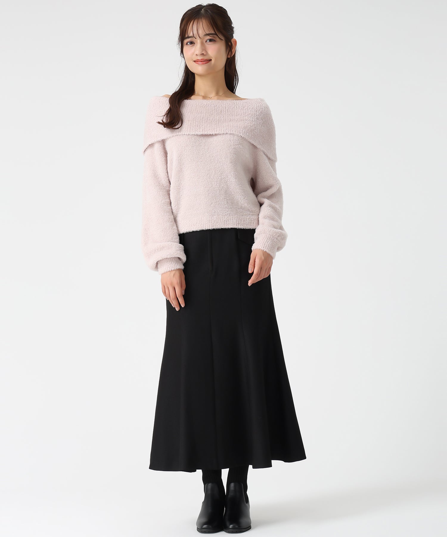ミッシュマッシュ MISCH MASCH 2025秋冬新作 フワモコオフショルニット MM548317 （PINK） PINK