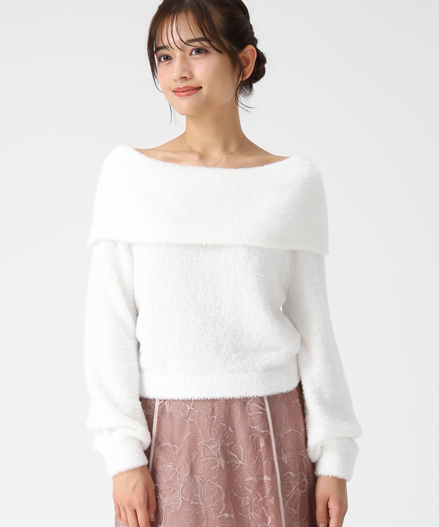 ミッシュマッシュ MISCH MASCH 2025秋冬新作 フワモコオフショルニット MM548317 （WHITE） WHITE
