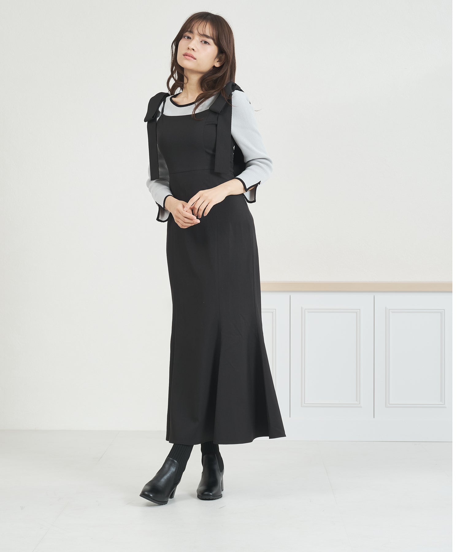 ミッシュマッシュ MISCH MASCH 2025秋冬新作 2wayバックレースアップキャミワンピース MM557413 （BLACK） BLACK
