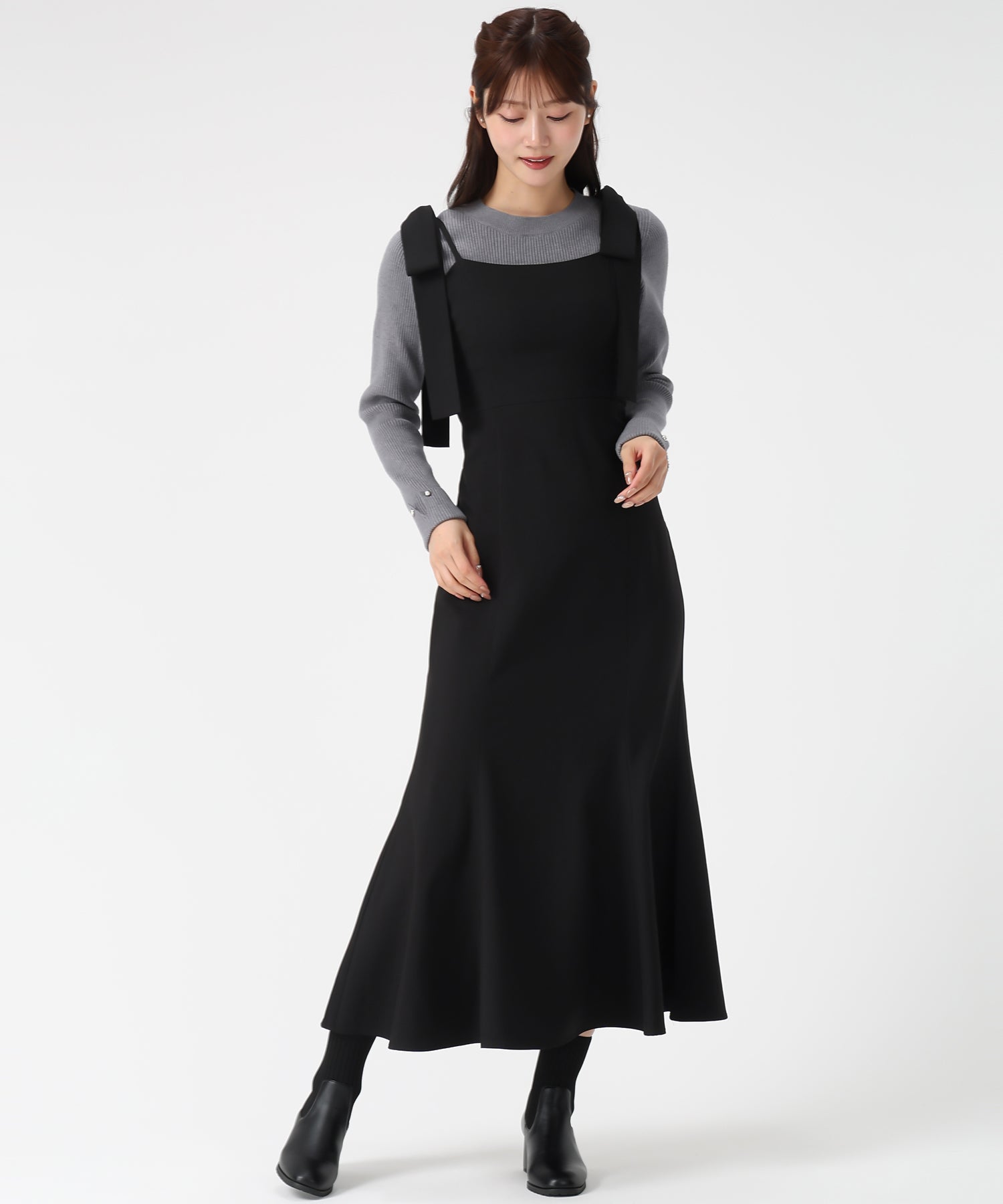 ミッシュマッシュ MISCH MASCH 2025秋冬新作 2wayバックレースアップキャミワンピース MM557413 （BLACK） BLACK