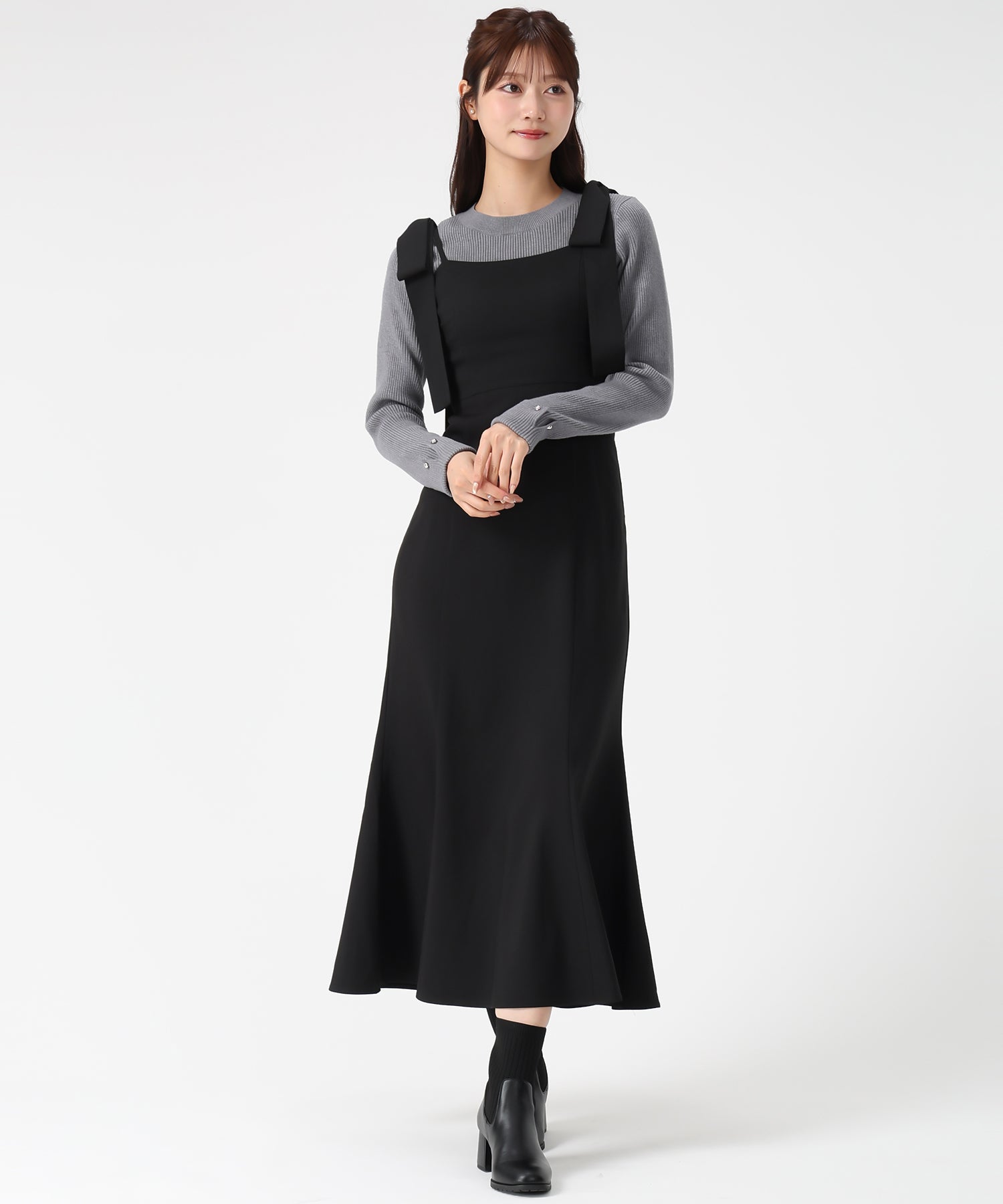 ミッシュマッシュ MISCH MASCH 2025秋冬新作 2wayバックレースアップキャミワンピース MM557413 （BLACK） BLACK