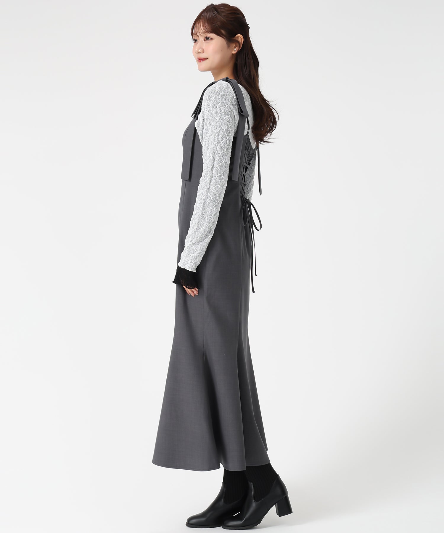 ミッシュマッシュ MISCH MASCH 2025秋冬新作 2wayバックレースアップキャミワンピース MM557413 （BLACK） BLACK
