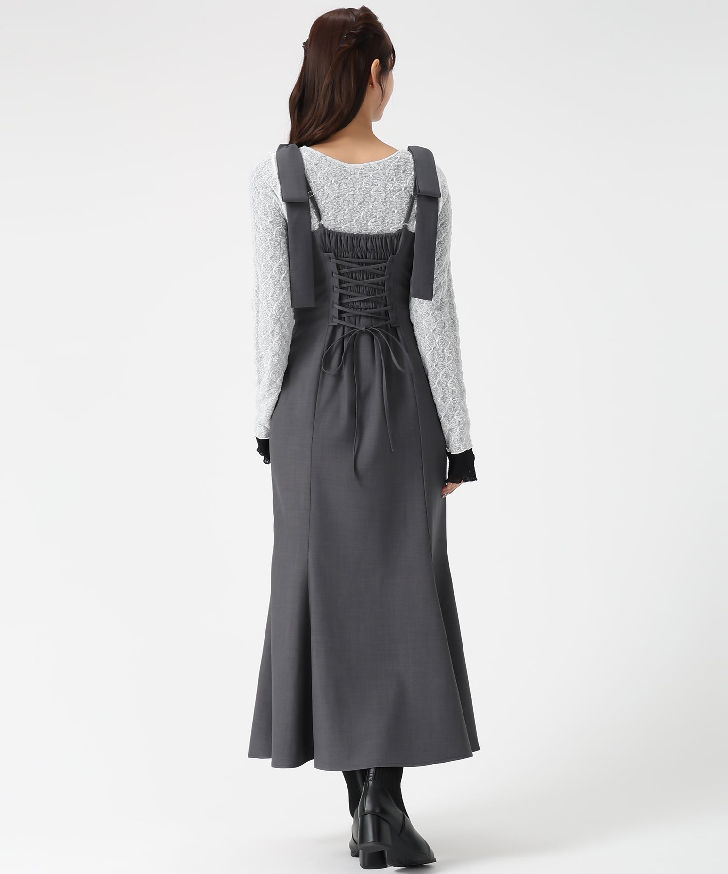 ミッシュマッシュ MISCH MASCH 2025秋冬新作 2wayバックレースアップキャミワンピース MM557413 （BLACK） BLACK