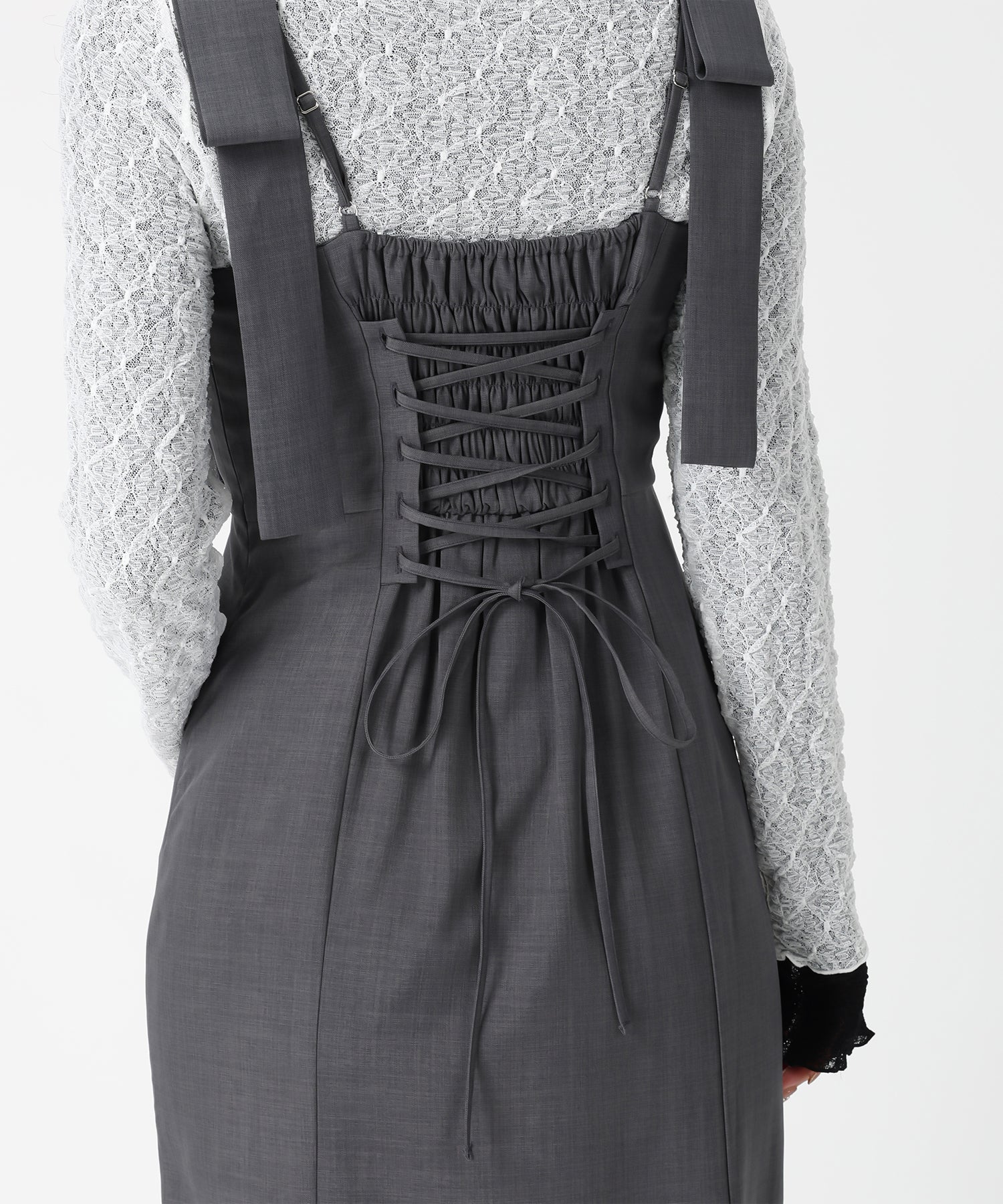 ミッシュマッシュ MISCH MASCH 2025秋冬新作 2wayバックレースアップキャミワンピース MM557413 （BLACK） BLACK