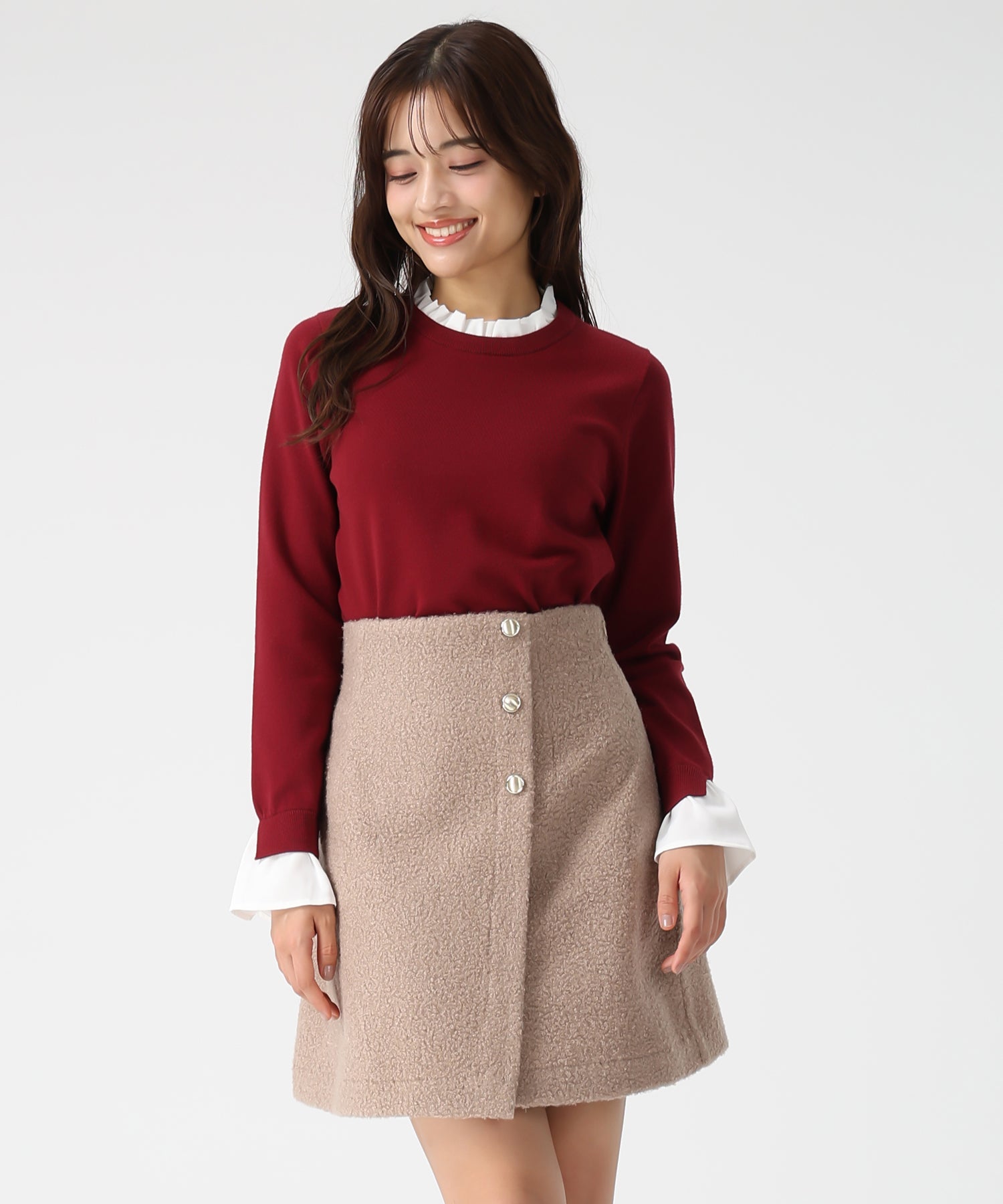 ミッシュマッシュ MISCH MASCH 2025秋冬新作 ブークレーミニスカート MM547222 （MOCHA） MOCHA