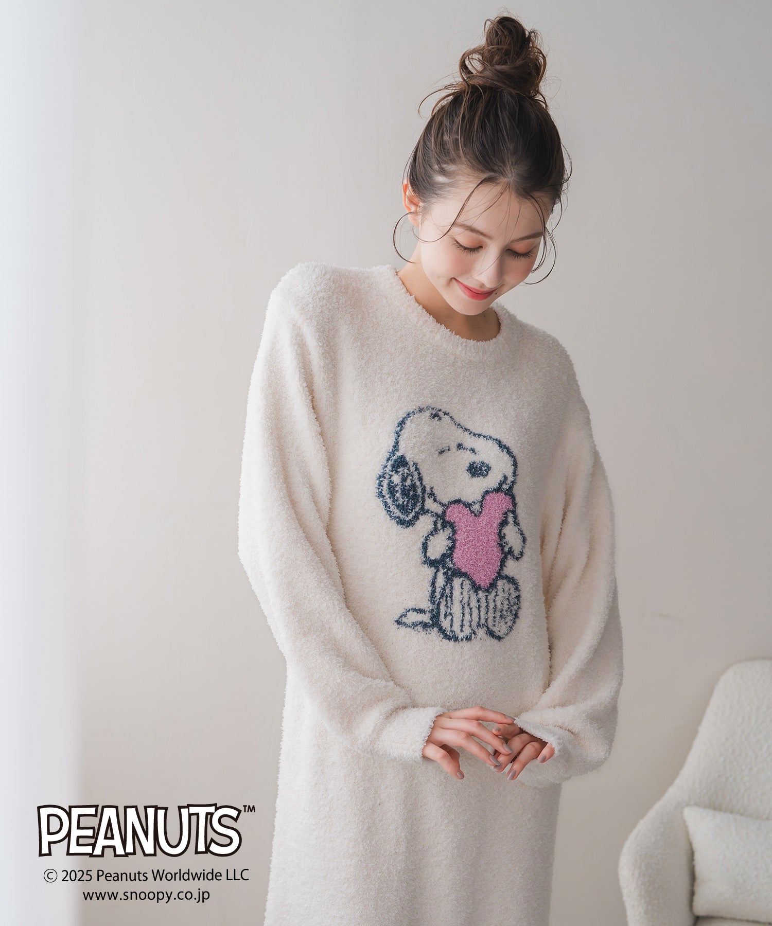 ミッシュマッシュ MISCH MASCH 2025秋冬新作 PEANUTSデザインルームウェアワンピース MM548901 （IVORY） IVORY