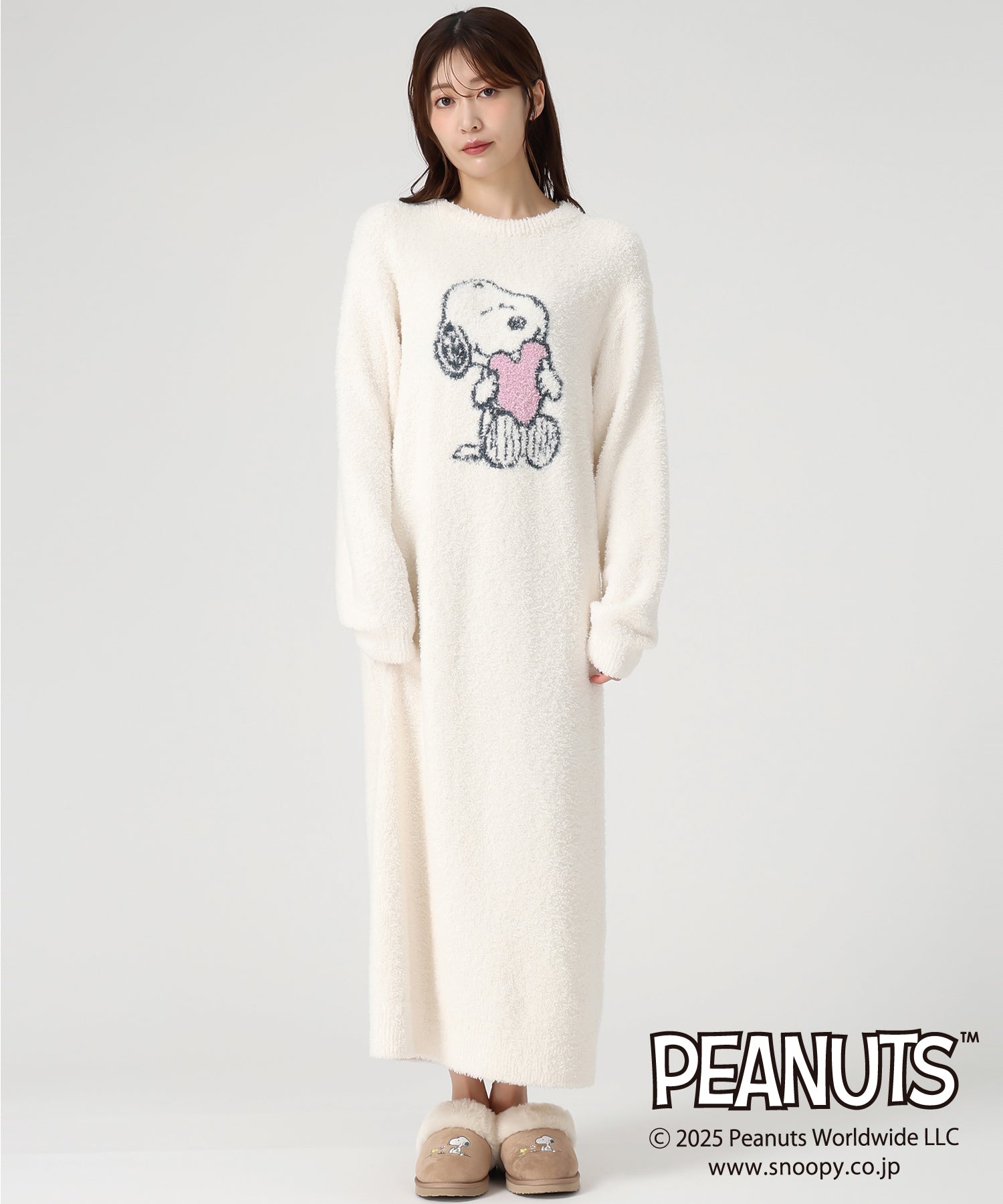 ミッシュマッシュ MISCH MASCH 2025秋冬新作 PEANUTSデザインルームウェアワンピース MM548901 （IVORY） IVORY