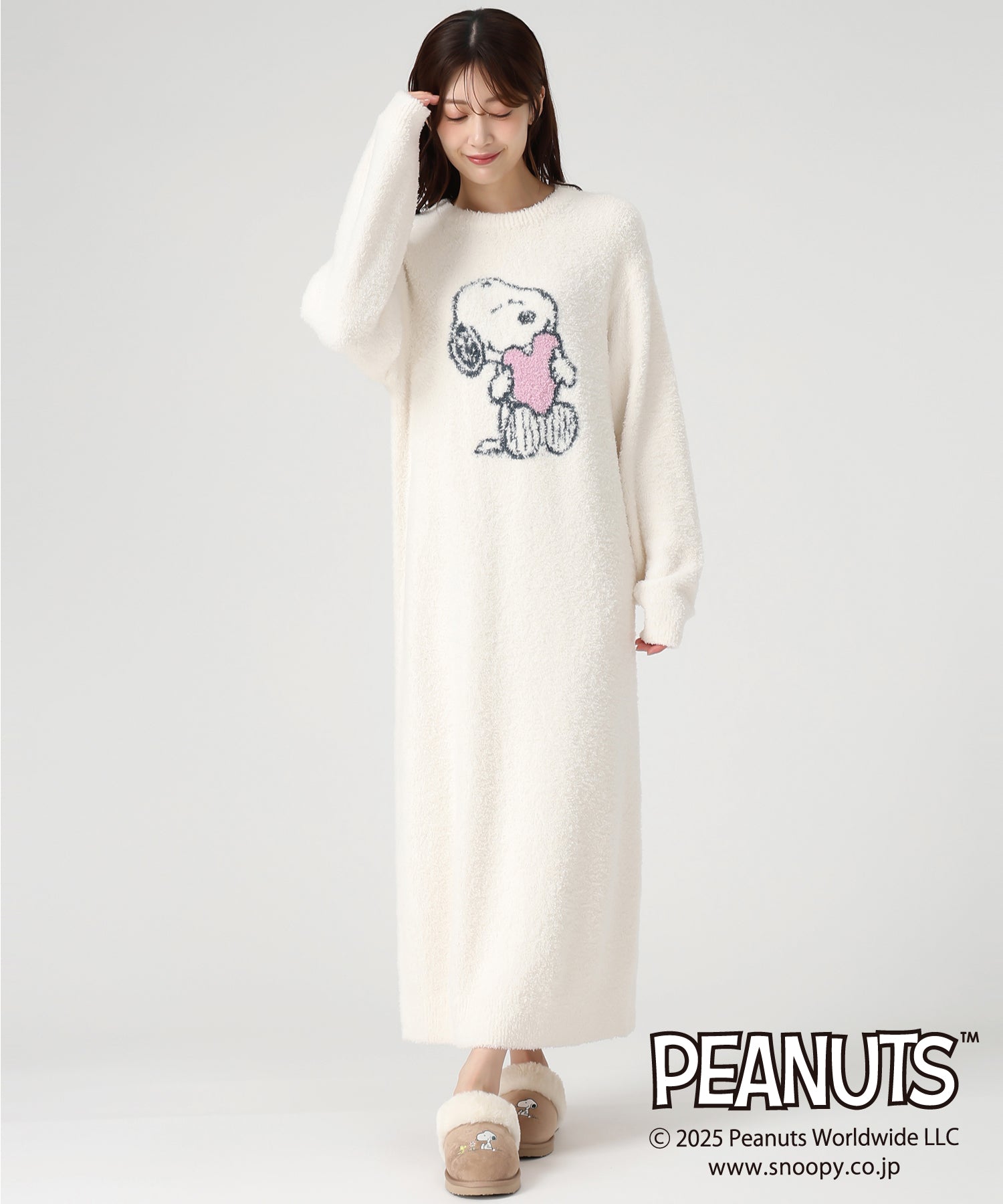 ミッシュマッシュ MISCH MASCH 2025秋冬新作 PEANUTSデザインルームウェアワンピース MM548901 （IVORY） IVORY