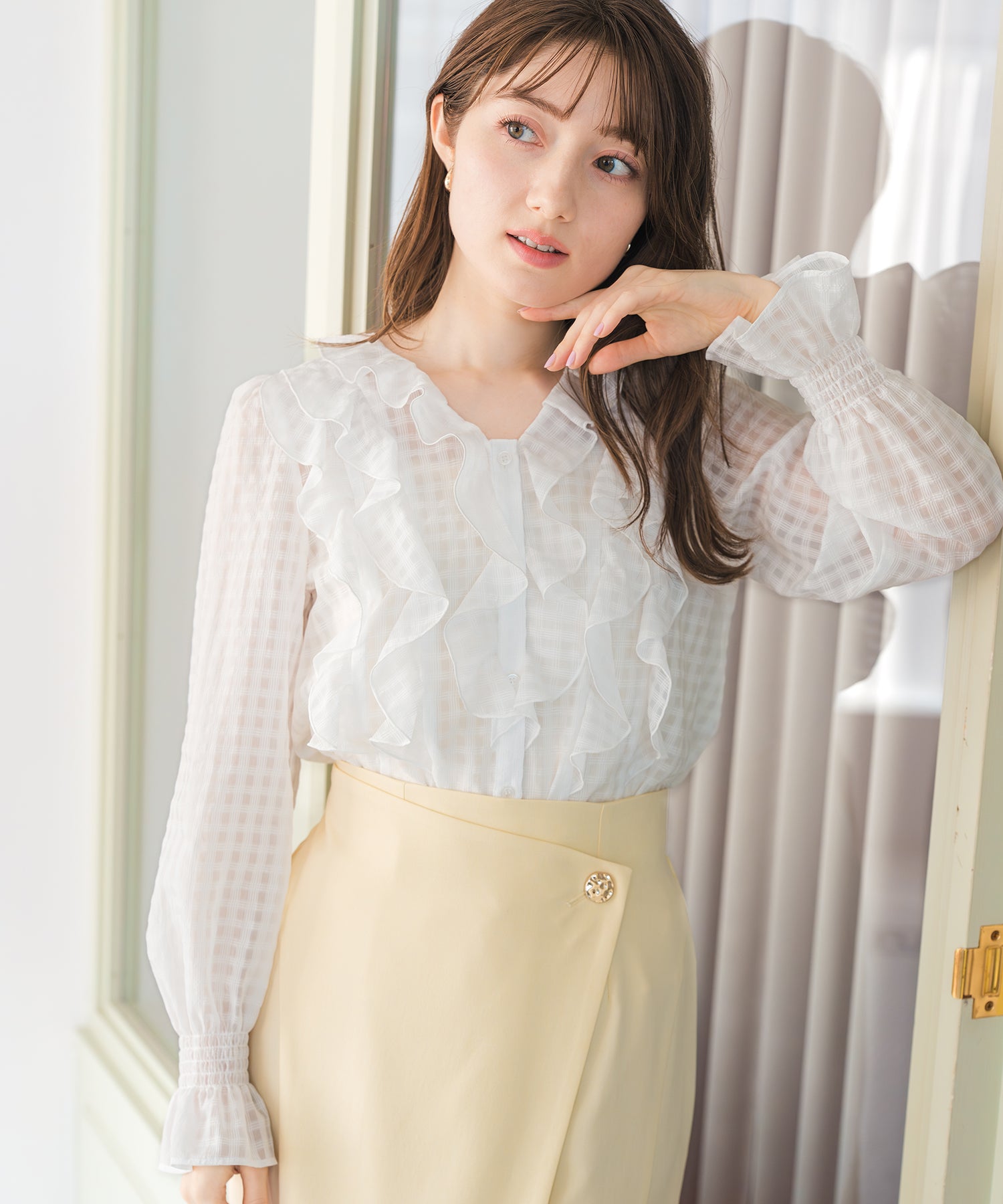 ミッシュマッシュ MISCH MASCH 2026春夏新作 フリルレイヤードブラウス MM618109 （WHITE） WHITE