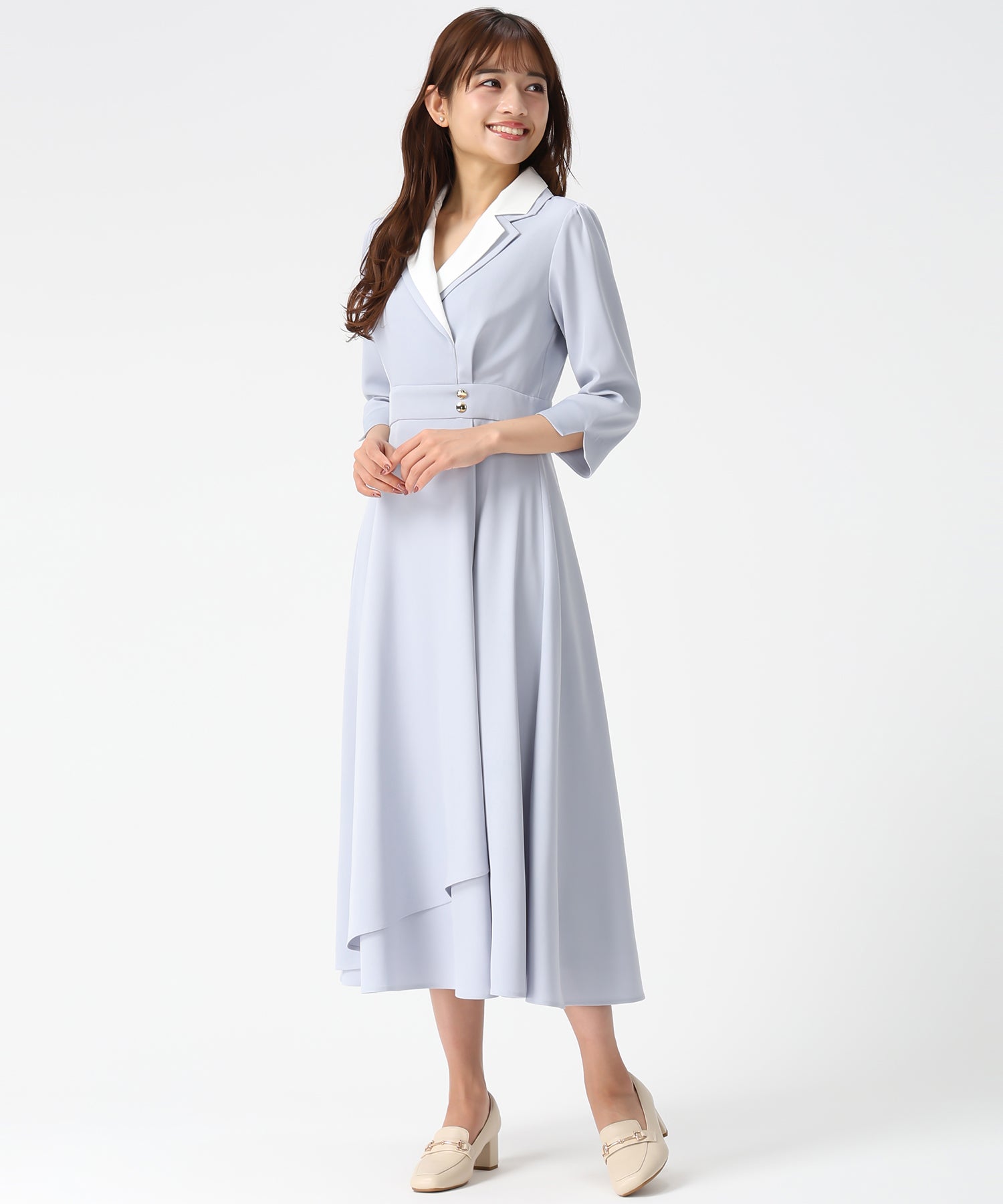 ミッシュマッシュ MISCH MASCH 2026春夏新作 ダブルカラーラップワンピース MM617408 （BLUE） BLUE