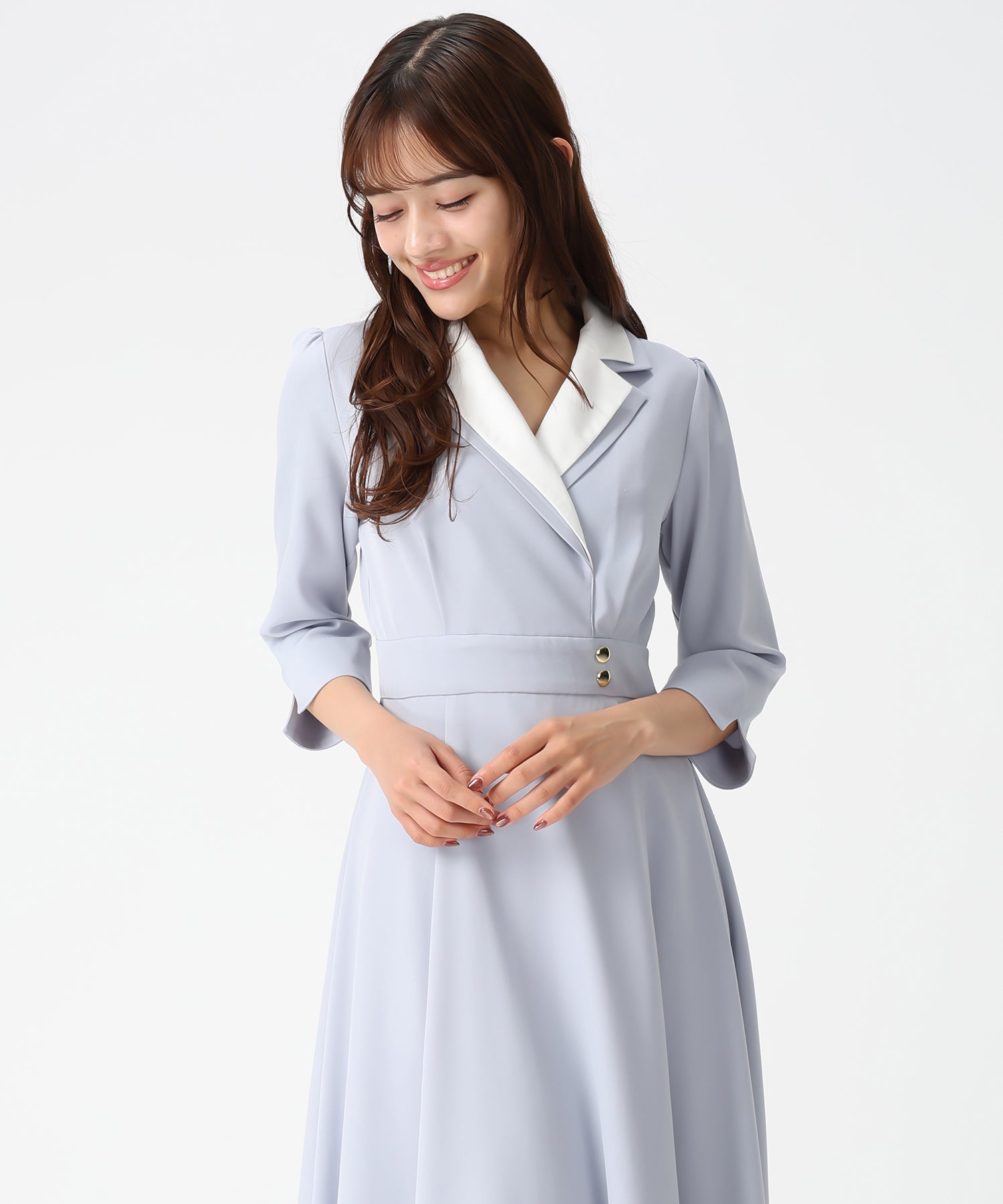 ミッシュマッシュ MISCH MASCH 2026春夏新作 ダブルカラーラップワンピース MM617408 （BLUE） BLUE