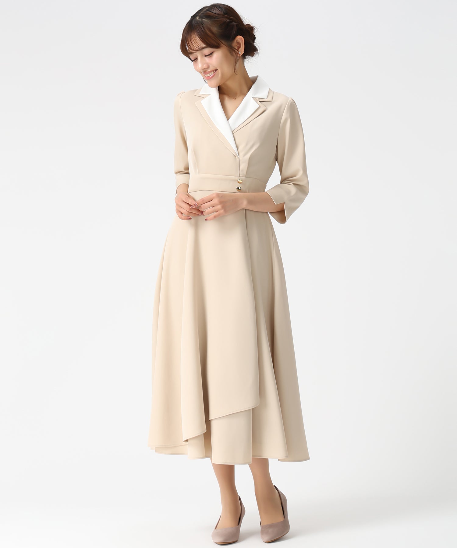 ミッシュマッシュ MISCH MASCH 2026春夏新作 ダブルカラーラップワンピース MM617408 （BEIGE） BEIGE