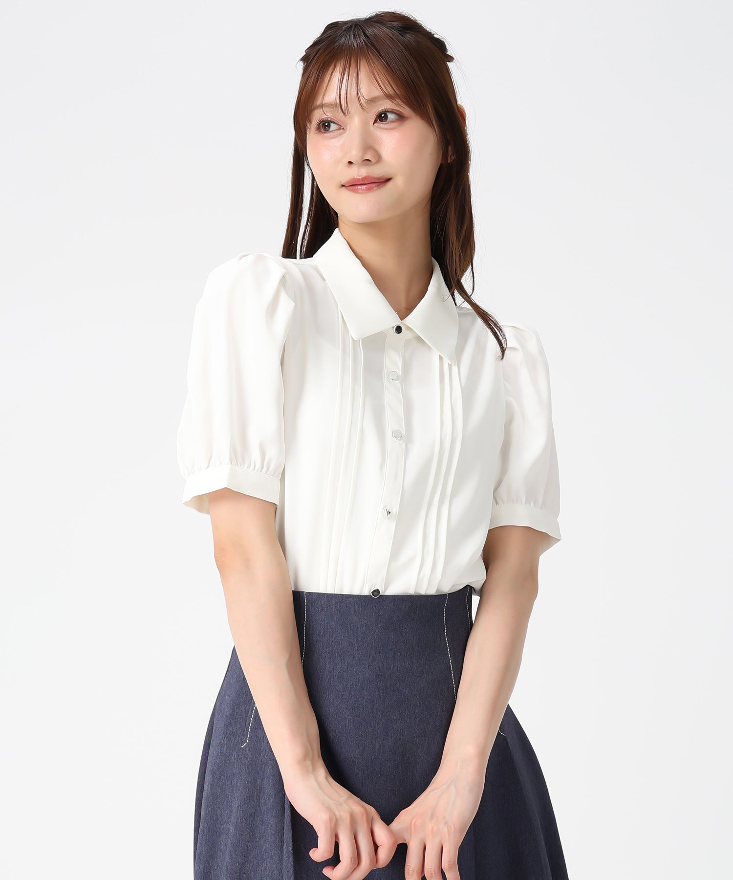 ミッシュマッシュ MISCH MASCH 2026春夏新作 襟レースピンタックブラウス MM628118 （WHITE） WHITE