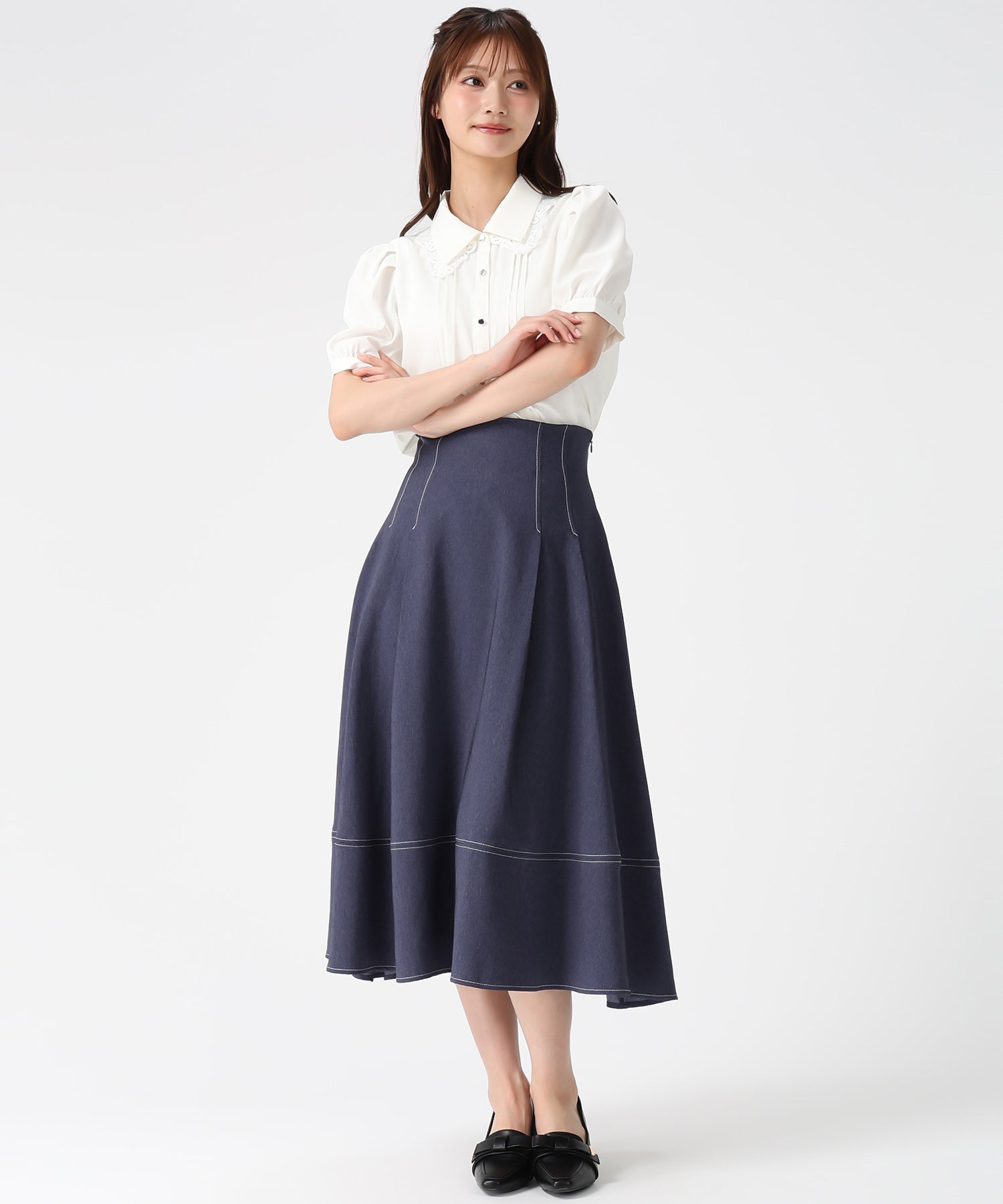 ミッシュマッシュ MISCH MASCH 2026春夏新作 襟レースピンタックブラウス MM628118 （WHITE） WHITE