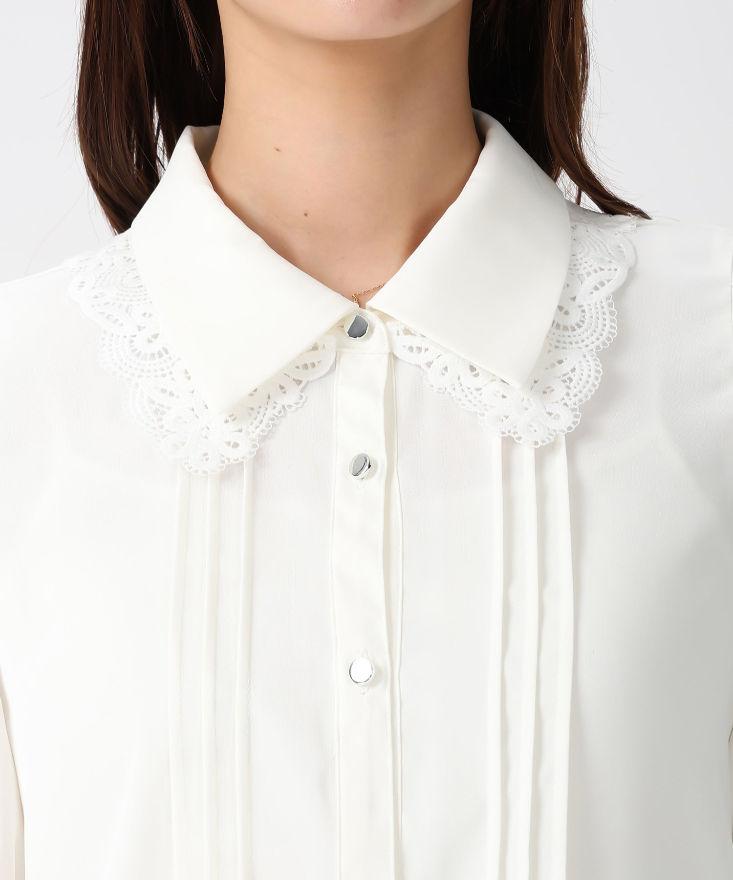 ミッシュマッシュ MISCH MASCH 2026春夏新作 襟レースピンタックブラウス MM628118 （WHITE） WHITE