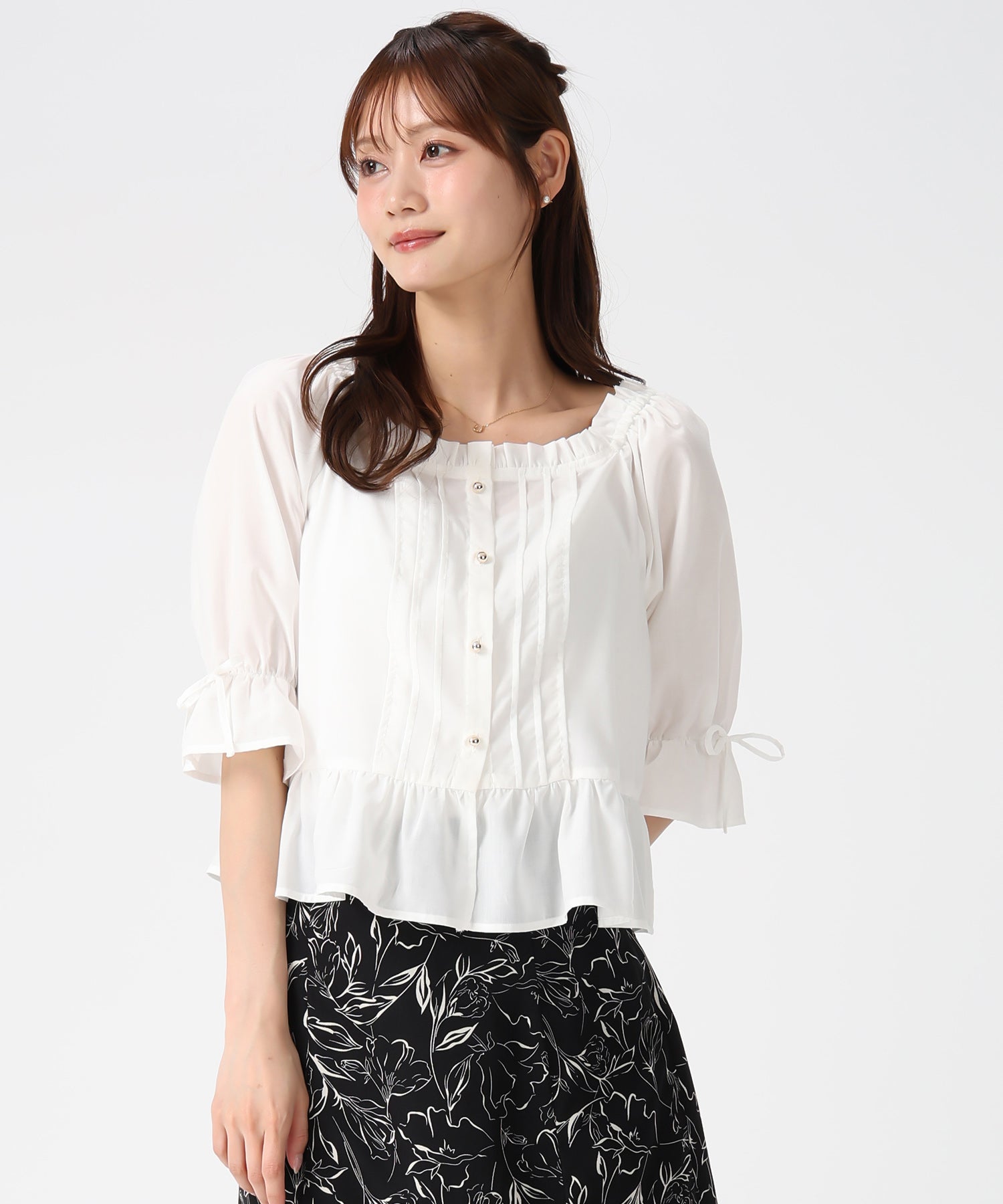 ミッシュマッシュ MISCH MASCH 2026春夏新作 スクエアネックフリルペプラムブラウス MM618108 （WHITE） WHITE