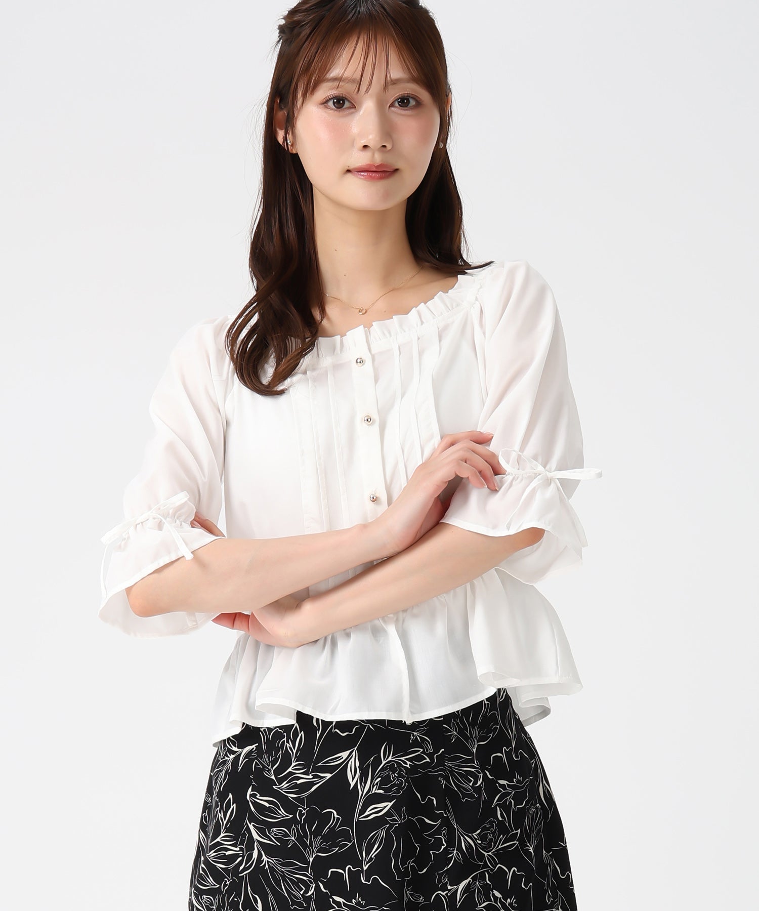ミッシュマッシュ MISCH MASCH 2026春夏新作 スクエアネックフリルペプラムブラウス MM618108 （WHITE） WHITE