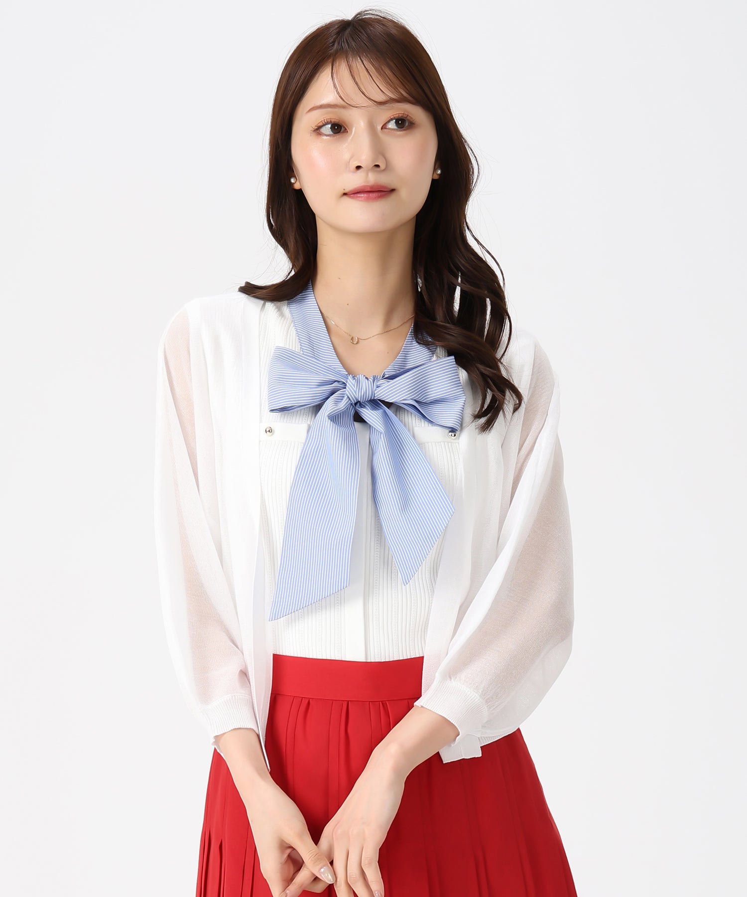 ミッシュマッシュ MISCH MASCH 2026春夏新作 ラメシアーボレロカーディガン MM628402 （WHITE） WHITE