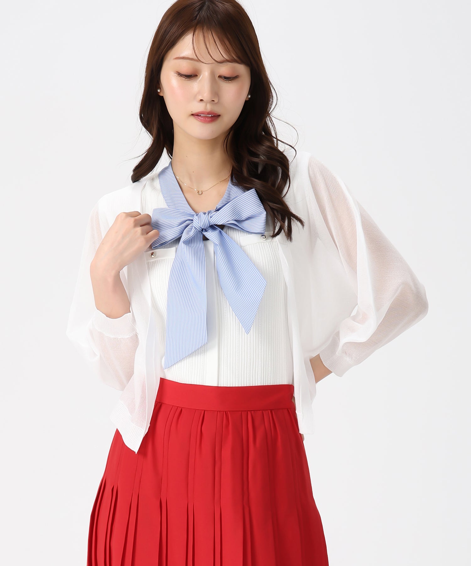 ミッシュマッシュ MISCH MASCH 2026春夏新作 ラメシアーボレロカーディガン MM628402 （WHITE） WHITE