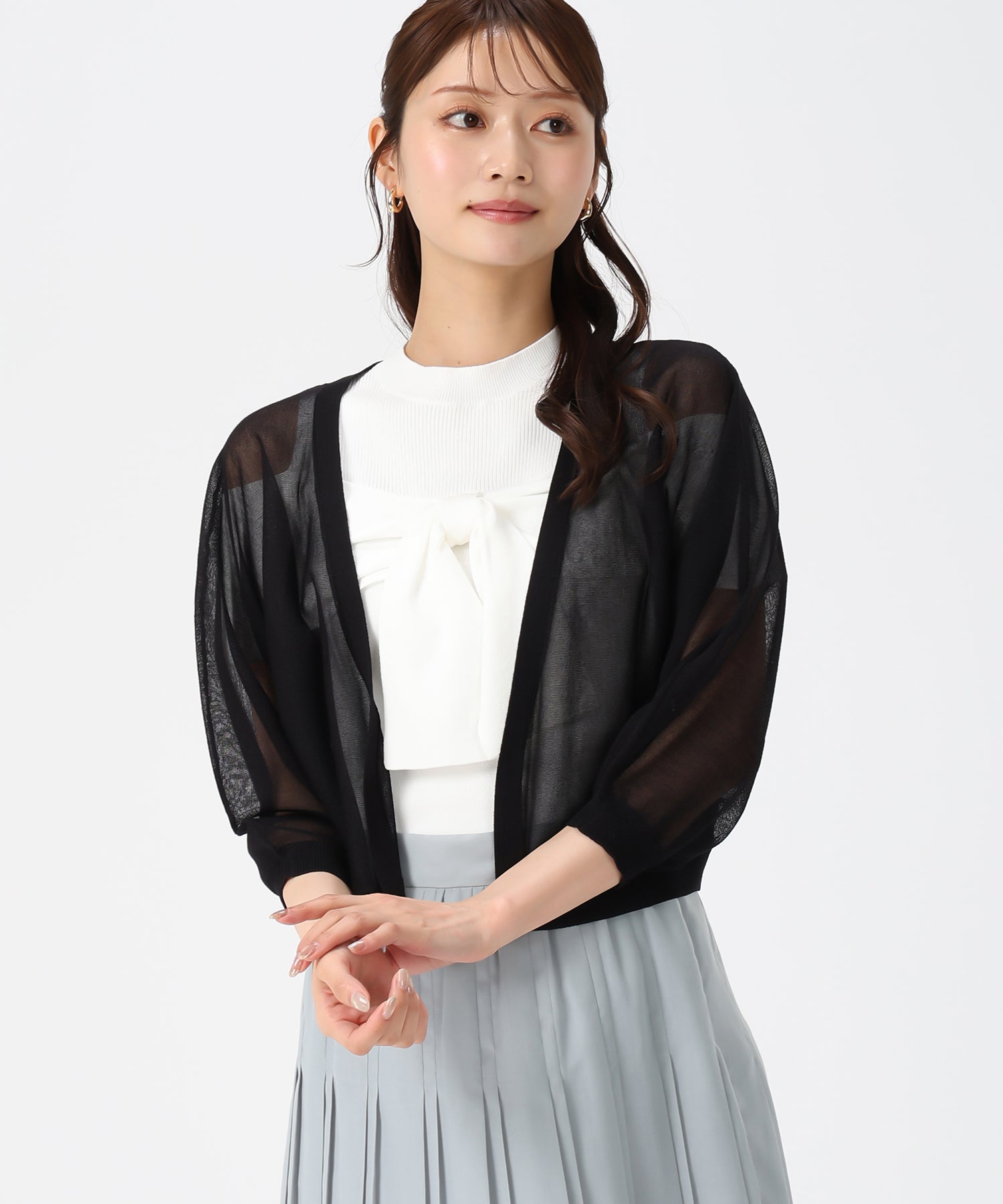 ミッシュマッシュ MISCH MASCH 2026春夏新作 ラメシアーボレロカーディガン MM628402 （BLACK） BLACK