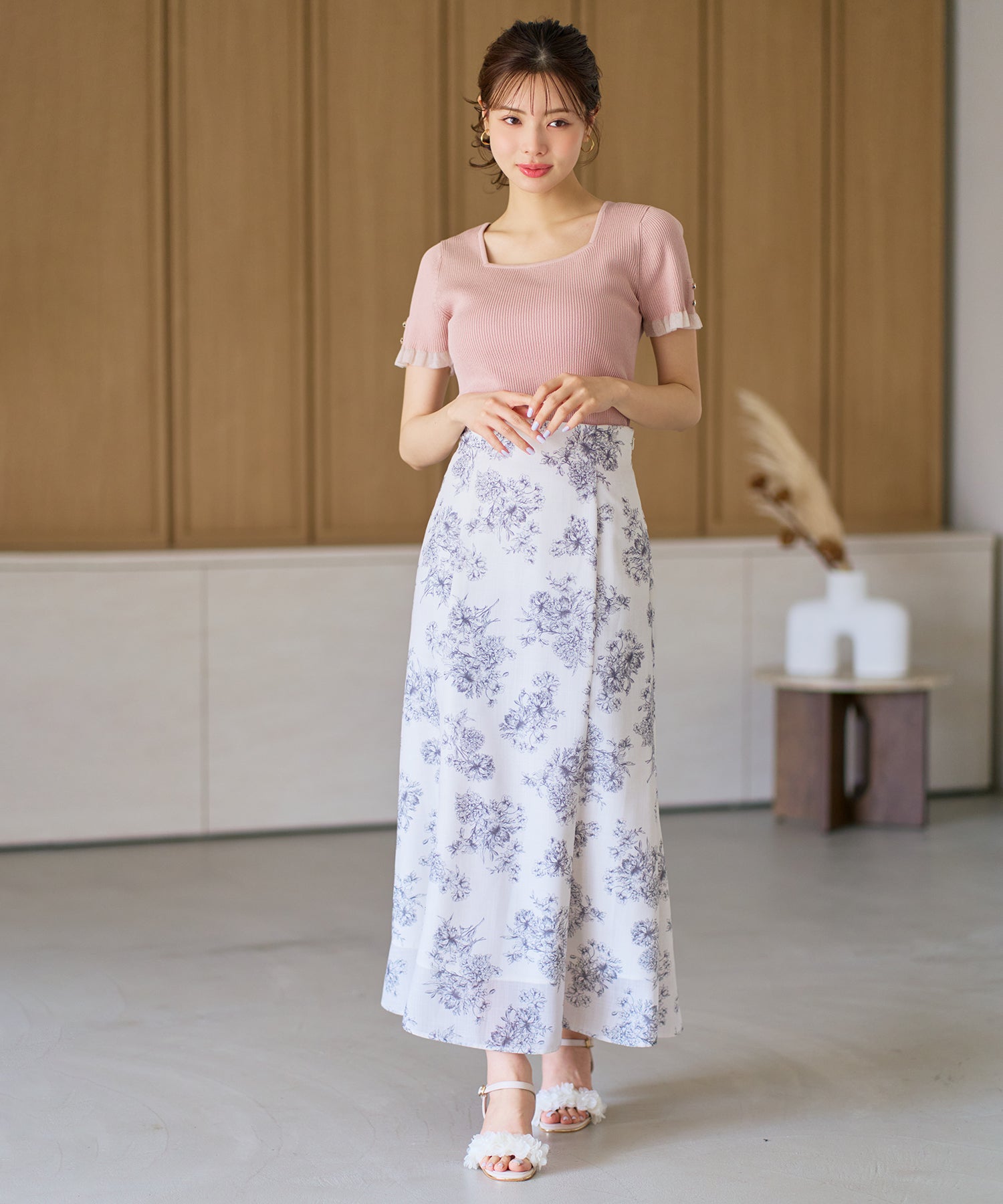 ミッシュマッシュ MISCH MASCH 2026春夏新作 フラワージュイレースアップマーメイドスカート MM627205 （GREY） GREY