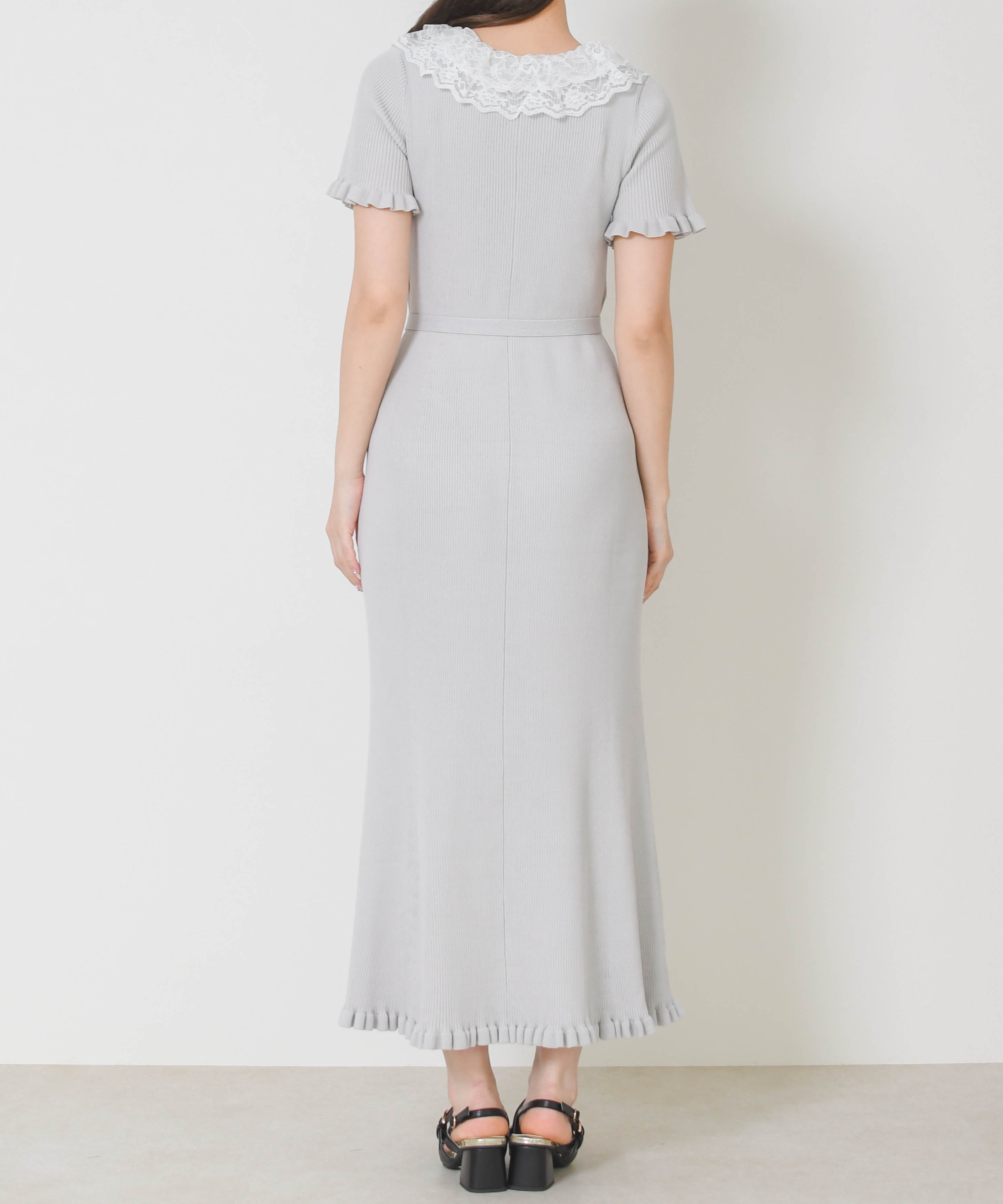 ミッシュマッシュ MISCH MASCH 2026春夏新作 レースフリルニットワンピース MM627423 （GREY） GREY