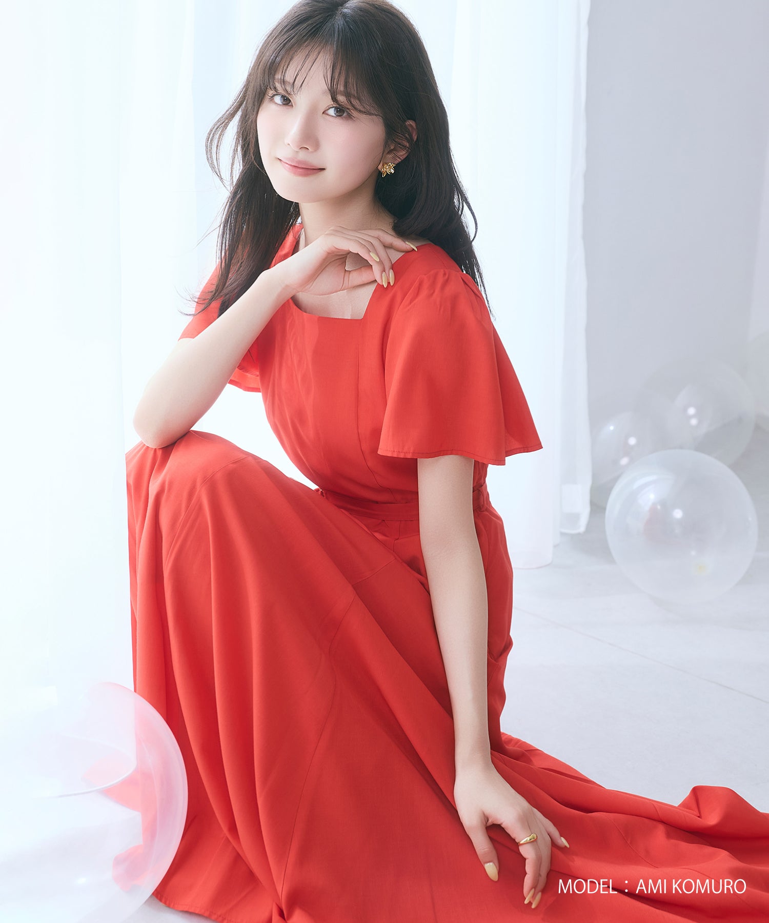 ミッシュマッシュ MISCH MASCH 2026春夏新作 スクエアネックバックリボンAラインワンピース MM627408 （RED） RED