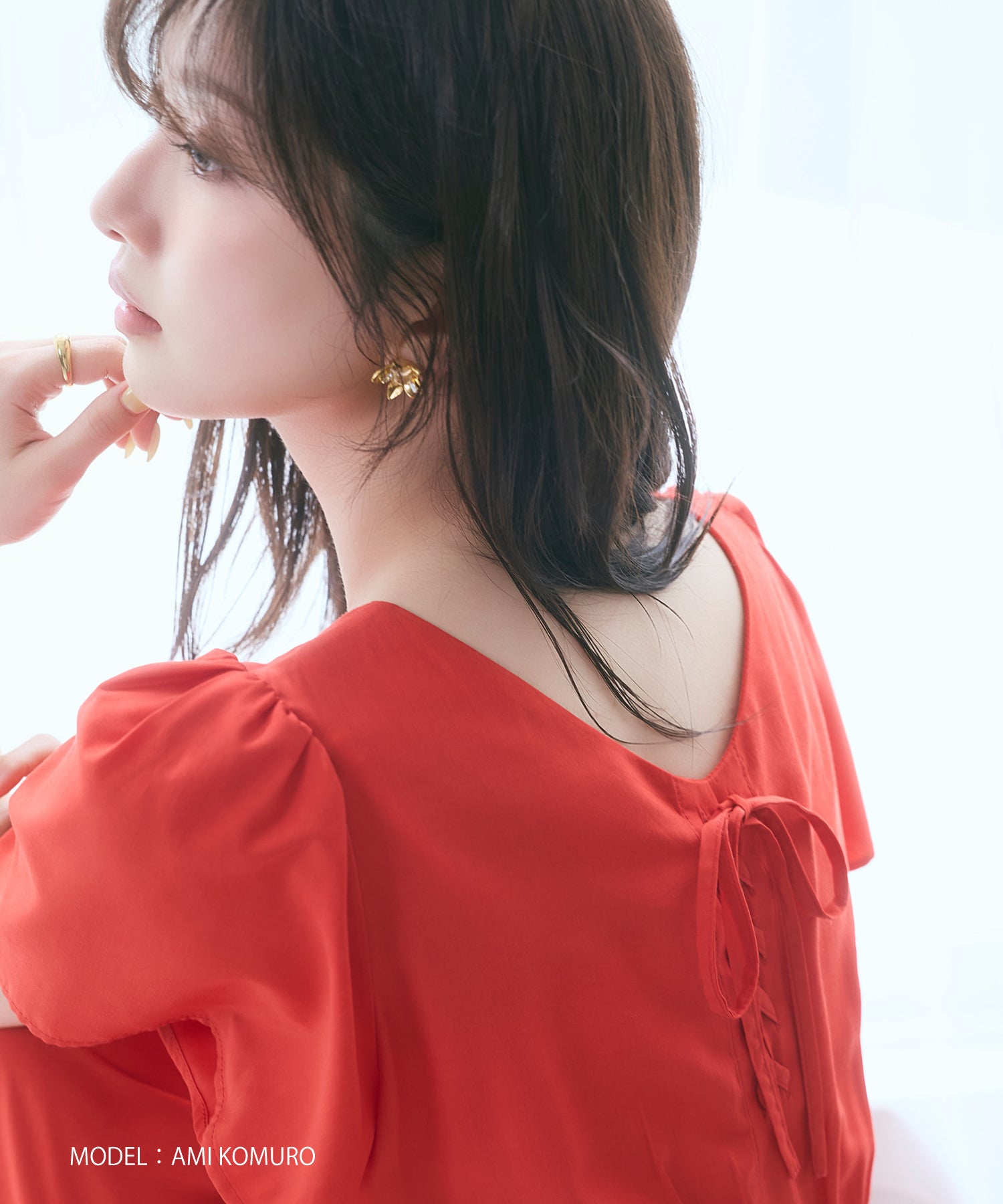 ミッシュマッシュ MISCH MASCH 2026春夏新作 スクエアネックバックリボンAラインワンピース MM627408 （RED） RED