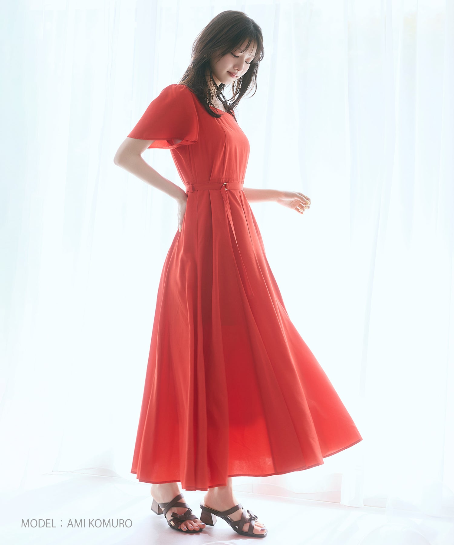 ミッシュマッシュ MISCH MASCH 2026春夏新作 スクエアネックバックリボンAラインワンピース MM627408 （RED） RED